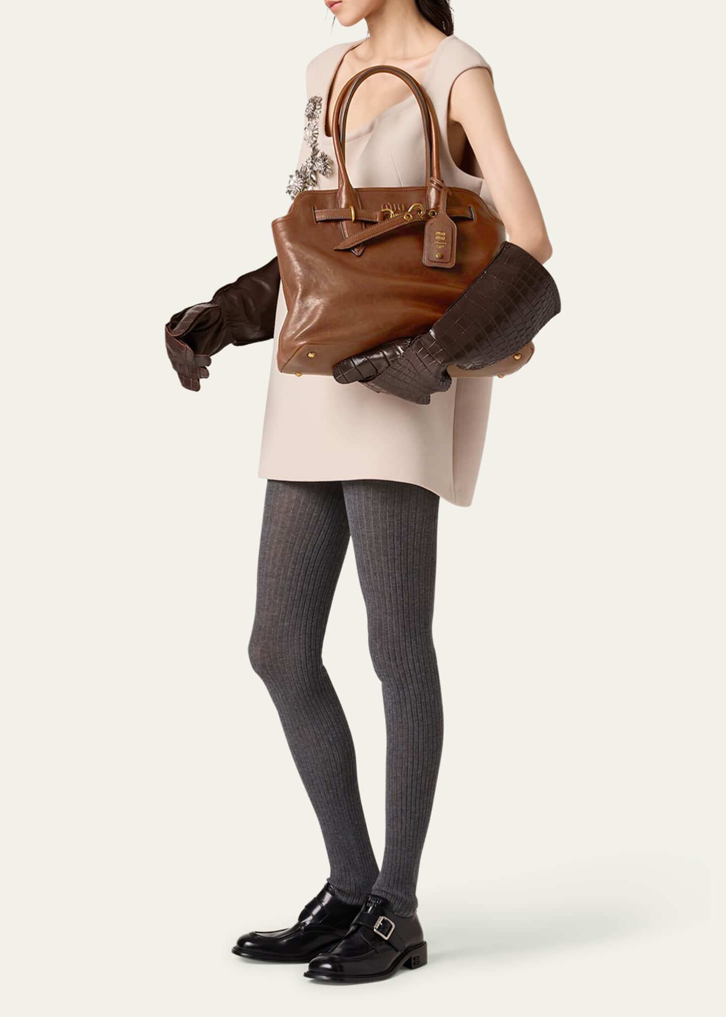 Miu Miu Aventure Large Leather Shoulder Bag Image 4 of 4