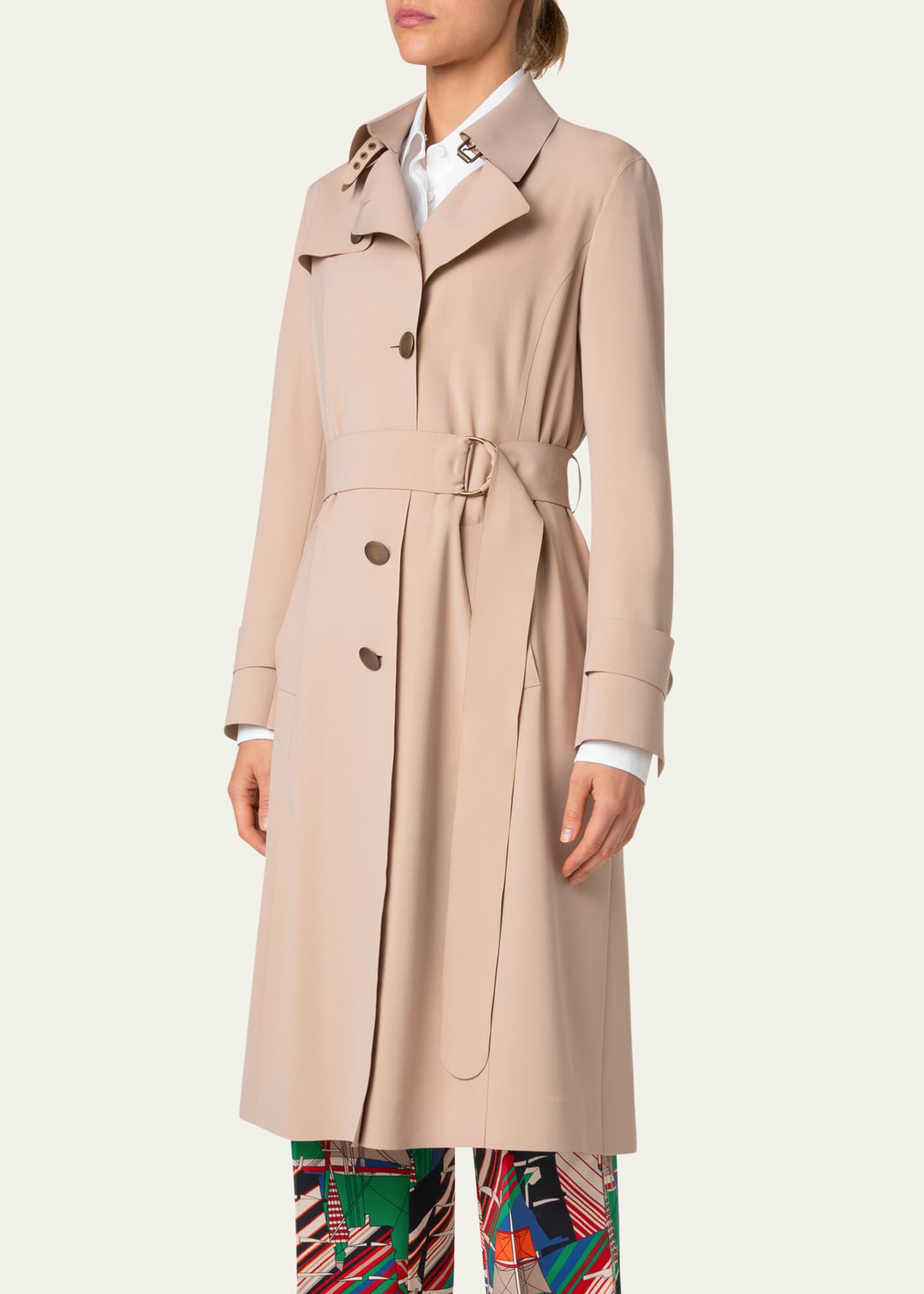 Akris punto Techno Laser Cut Crepe Belted Trench Coat Image 4 of 5