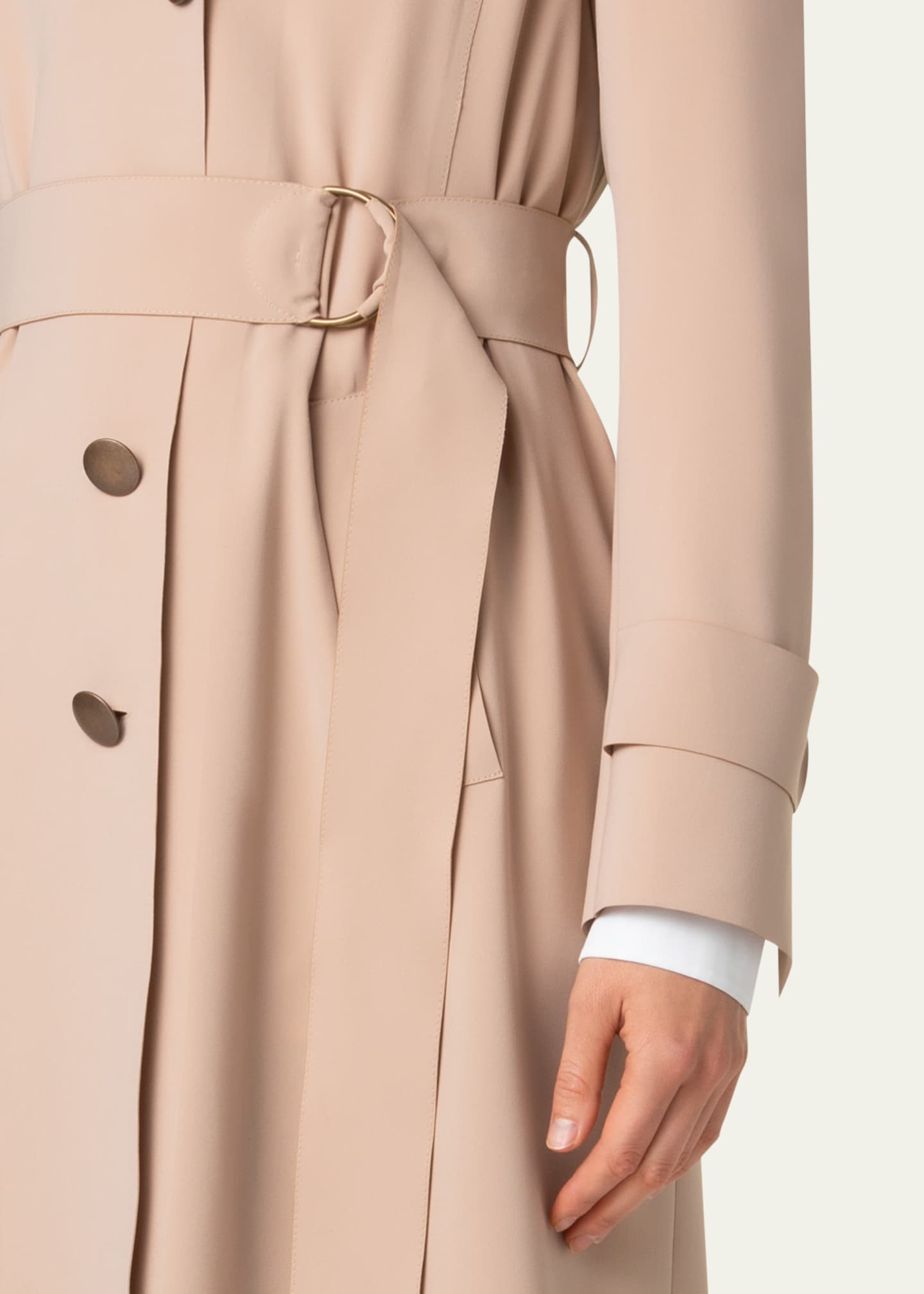 Akris punto Techno Laser Cut Crepe Belted Trench Coat Image 5 of 5