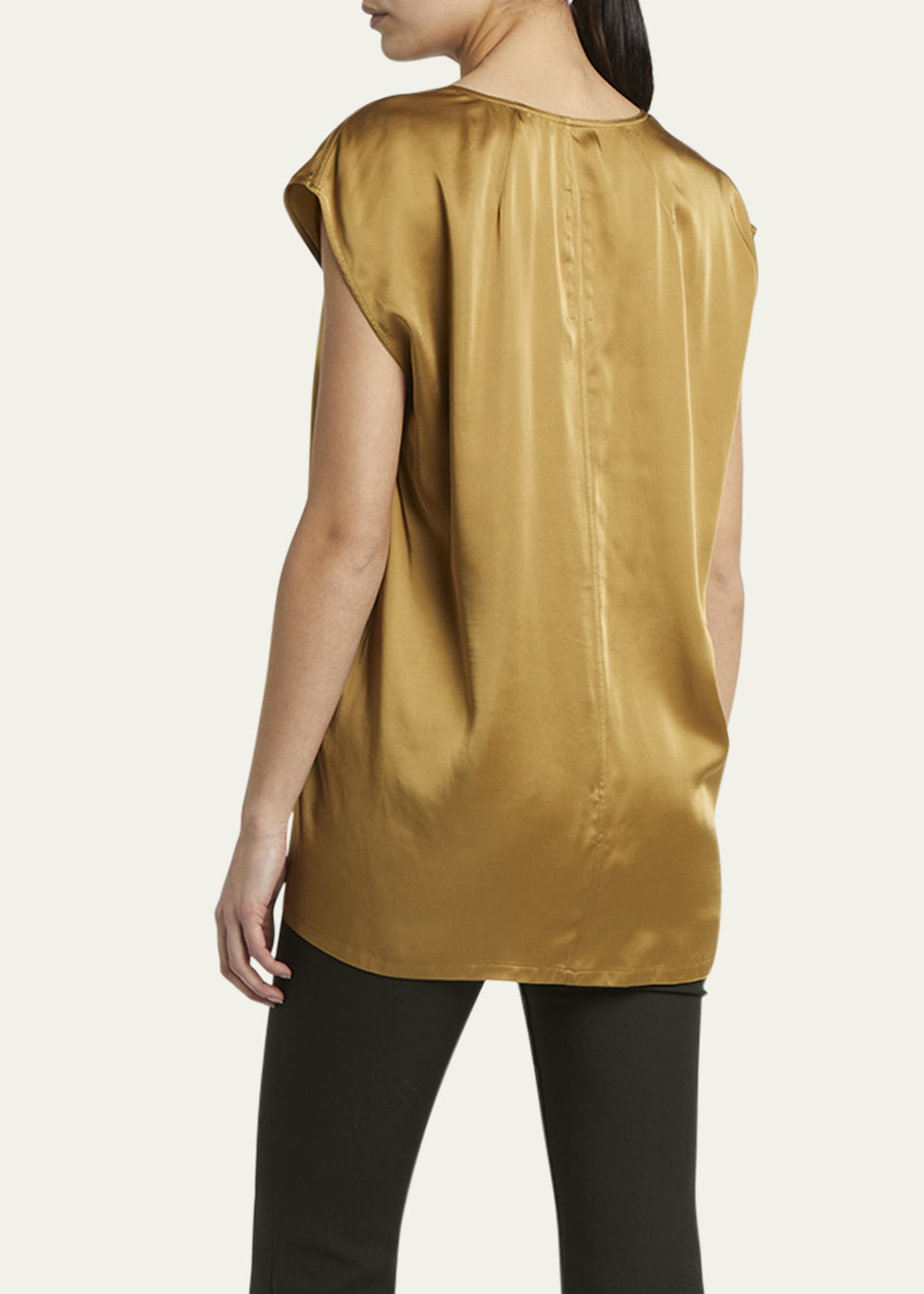 Rick Owens Short-Sleeve V-Neck Satin Top Image 3 of 5