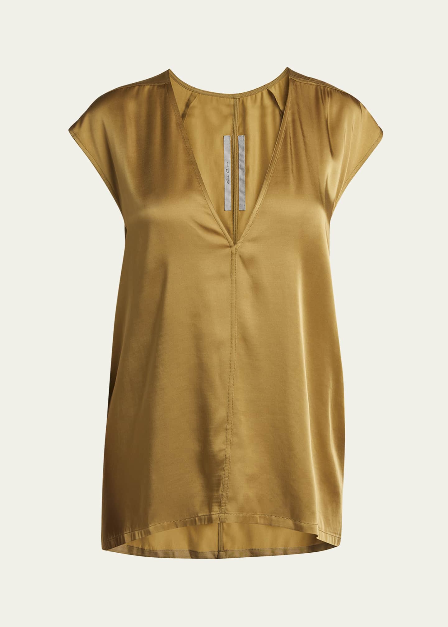 Rick Owens Short-Sleeve V-Neck Satin Top Image 1 of 5