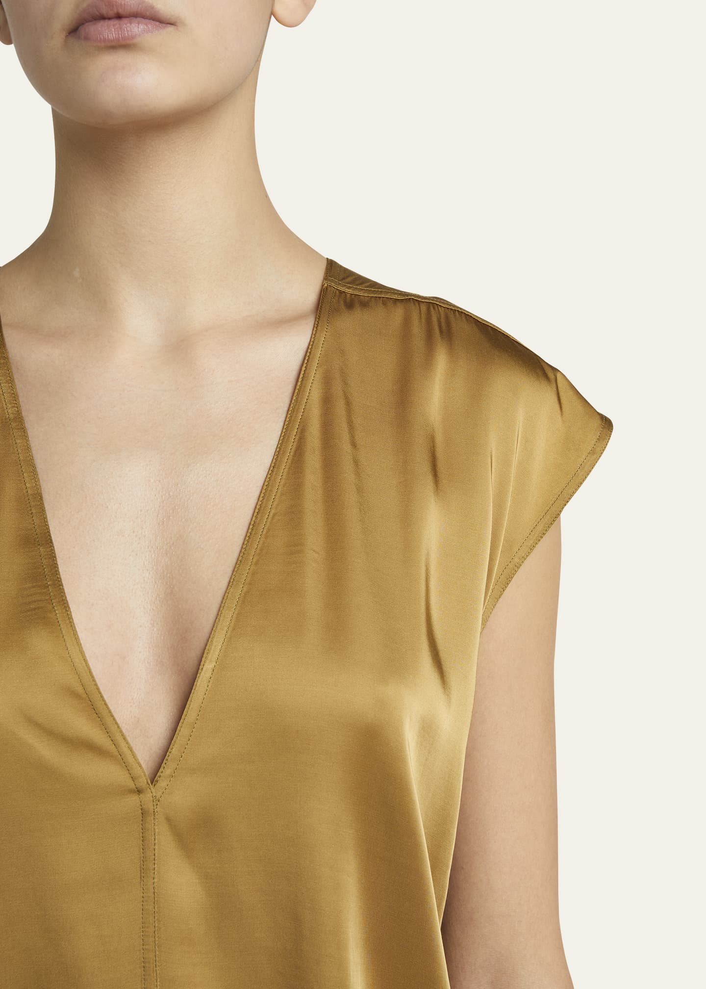 Rick Owens Short-Sleeve V-Neck Satin Top Image 5 of 5
