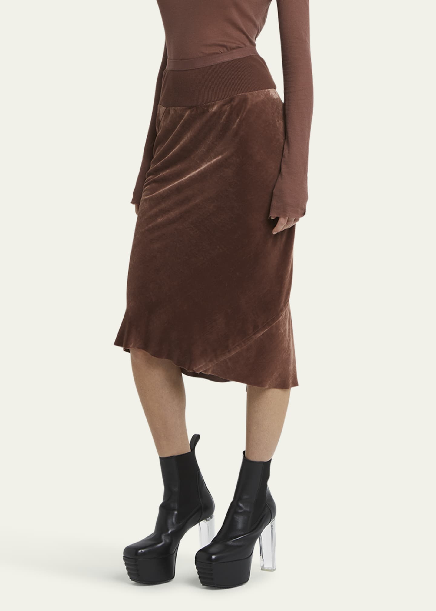 Rick Owens Women s Velvet Knee Length Skirt