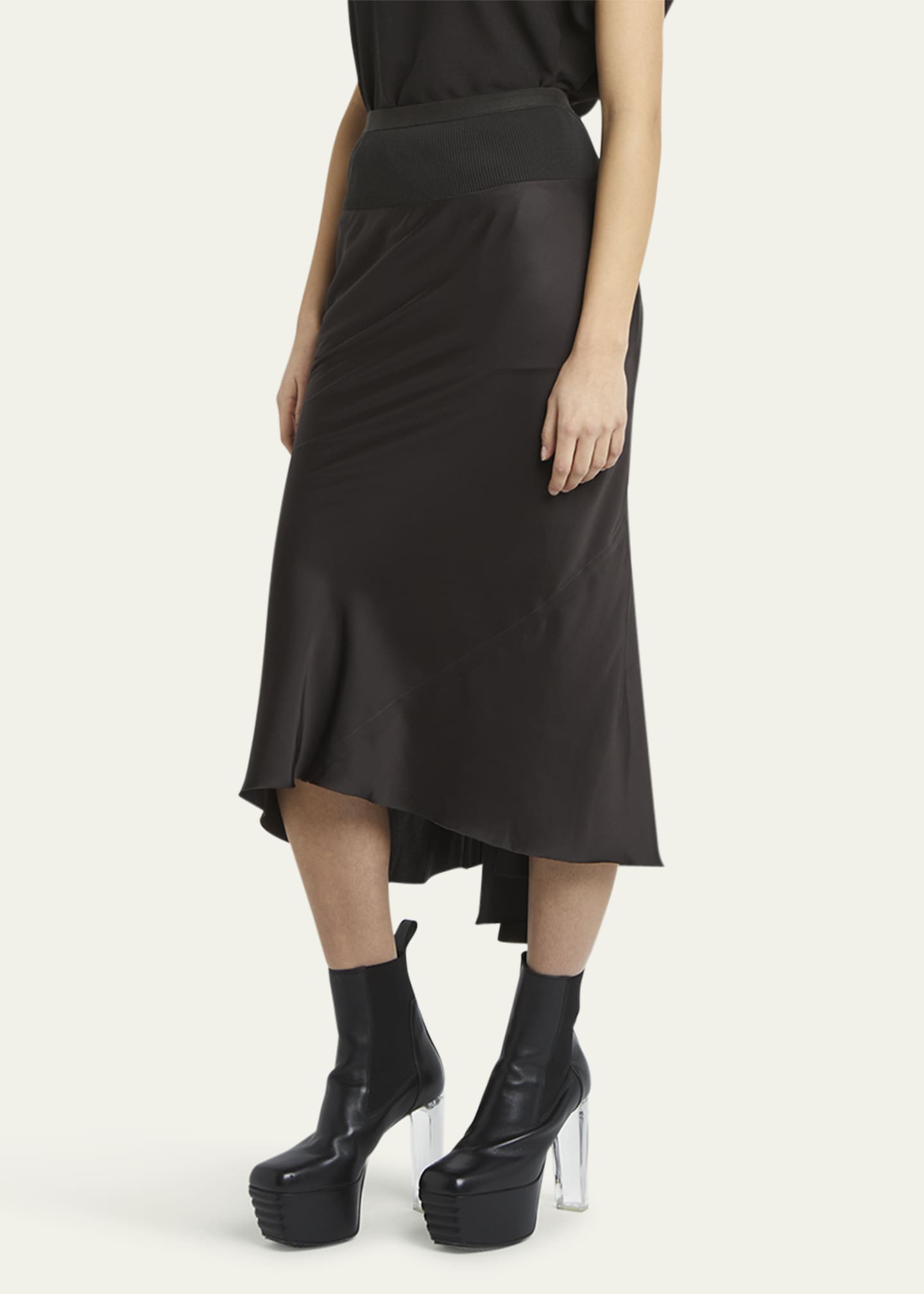 Rick Owens A-Line Bias Satin Midi Skirt Image 4 of 5