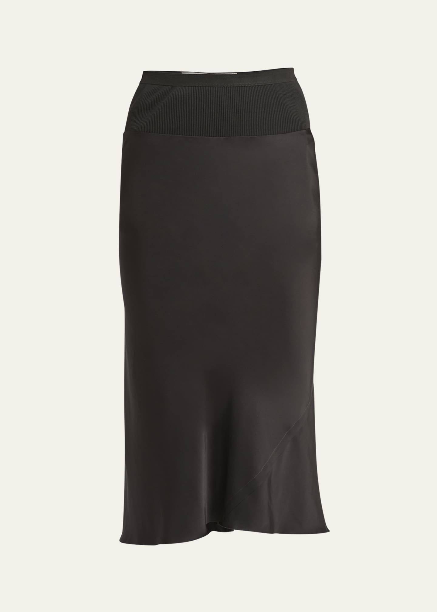 Rick Owens A-Line Bias Satin Midi Skirt Image 1 of 5