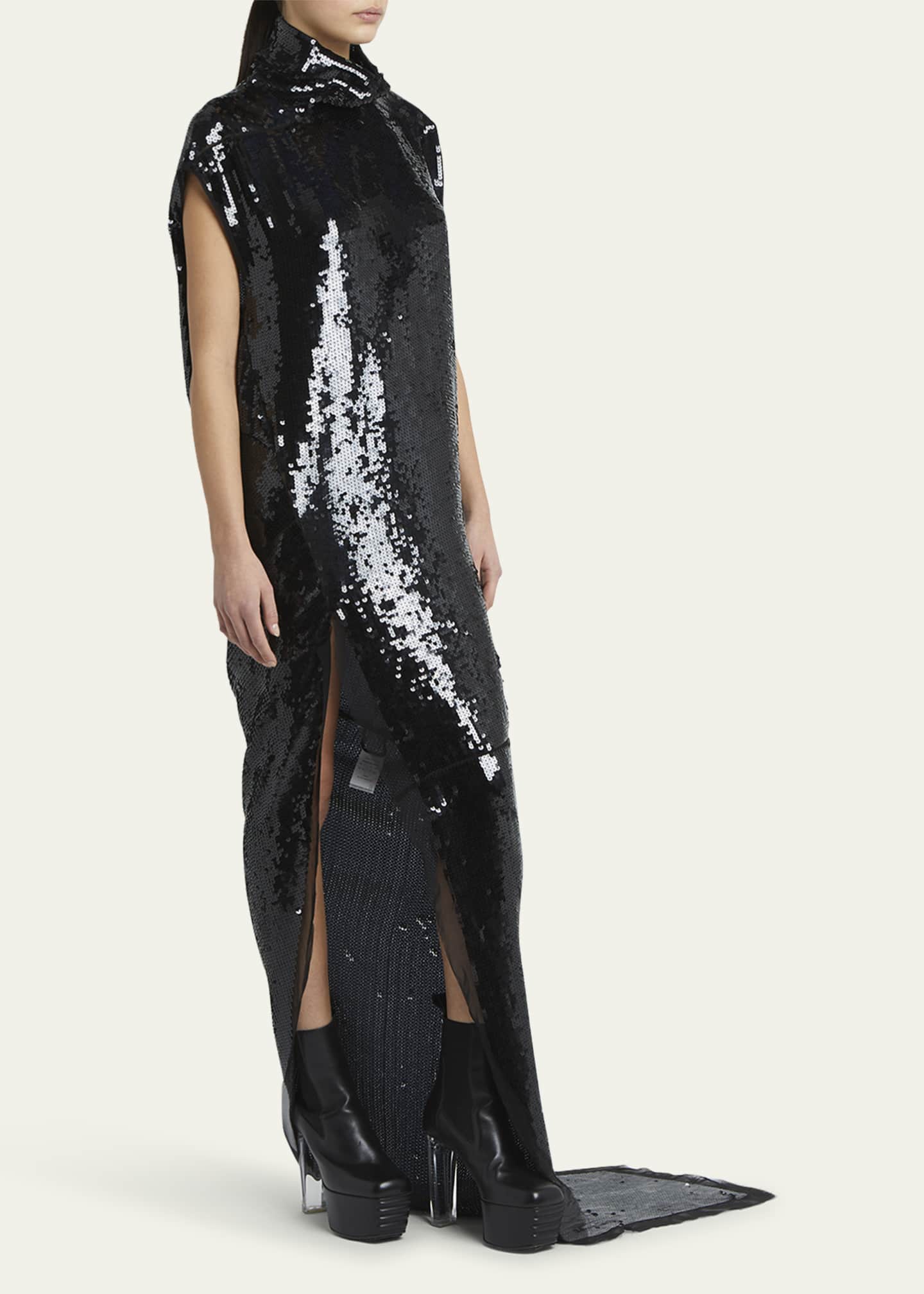 Mason Beretta Black Sequin Choose Me High Slit Hoodie Gown main image 1