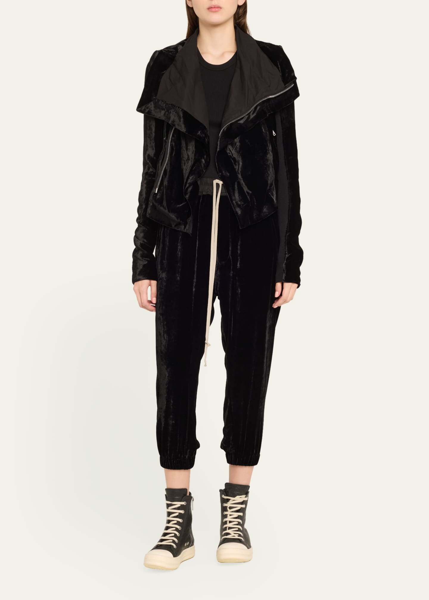 Rick Owens Wrap Velvet Biker Jacket - Bergdorf Goodman Rick Owens Wrap Velvet Biker Jacket - Bergdorf Goodman