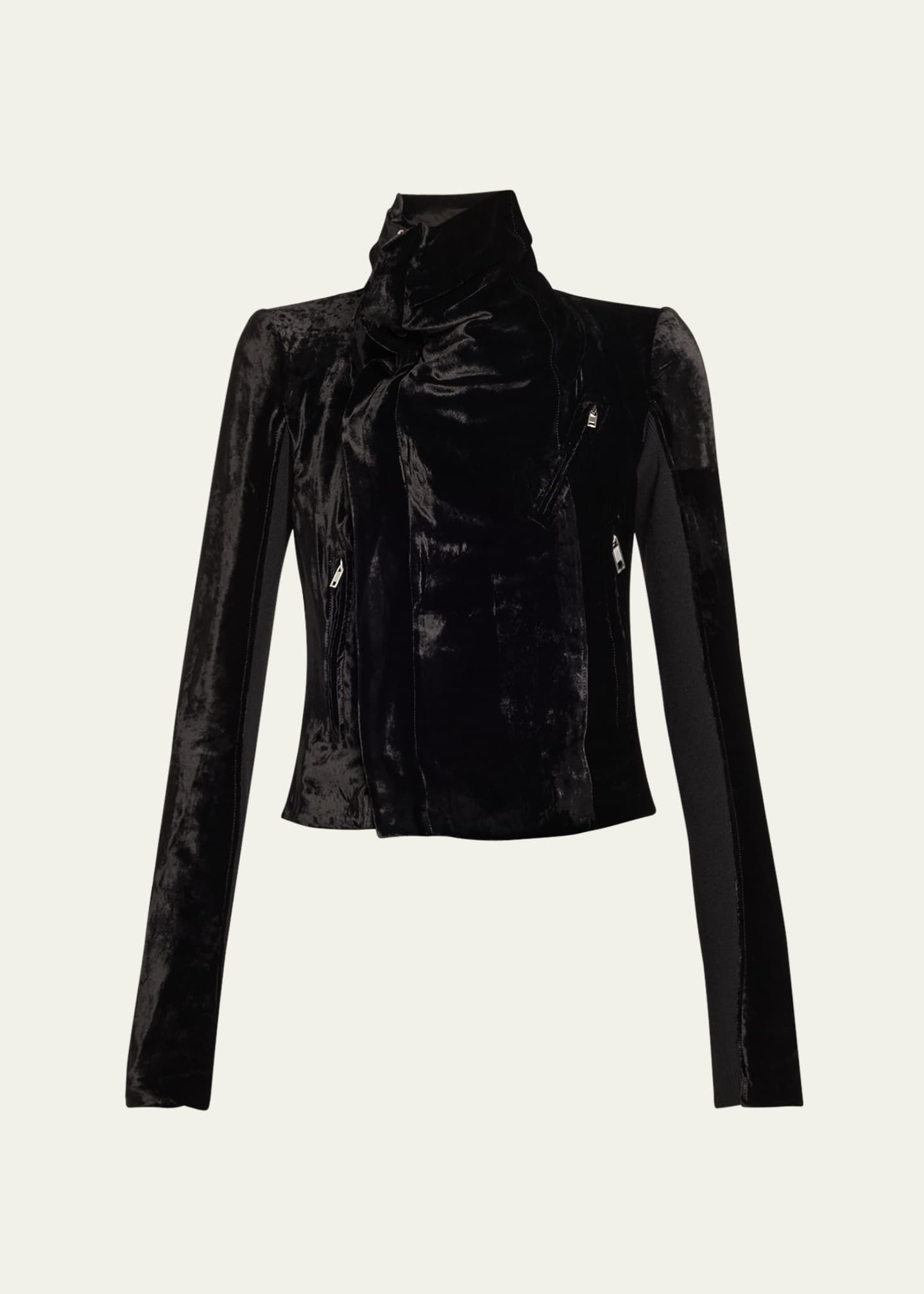 超激安 Rick Owens Wrap Velvet Biker Jacket - Bergdorf Goodman ジャケット・アウター