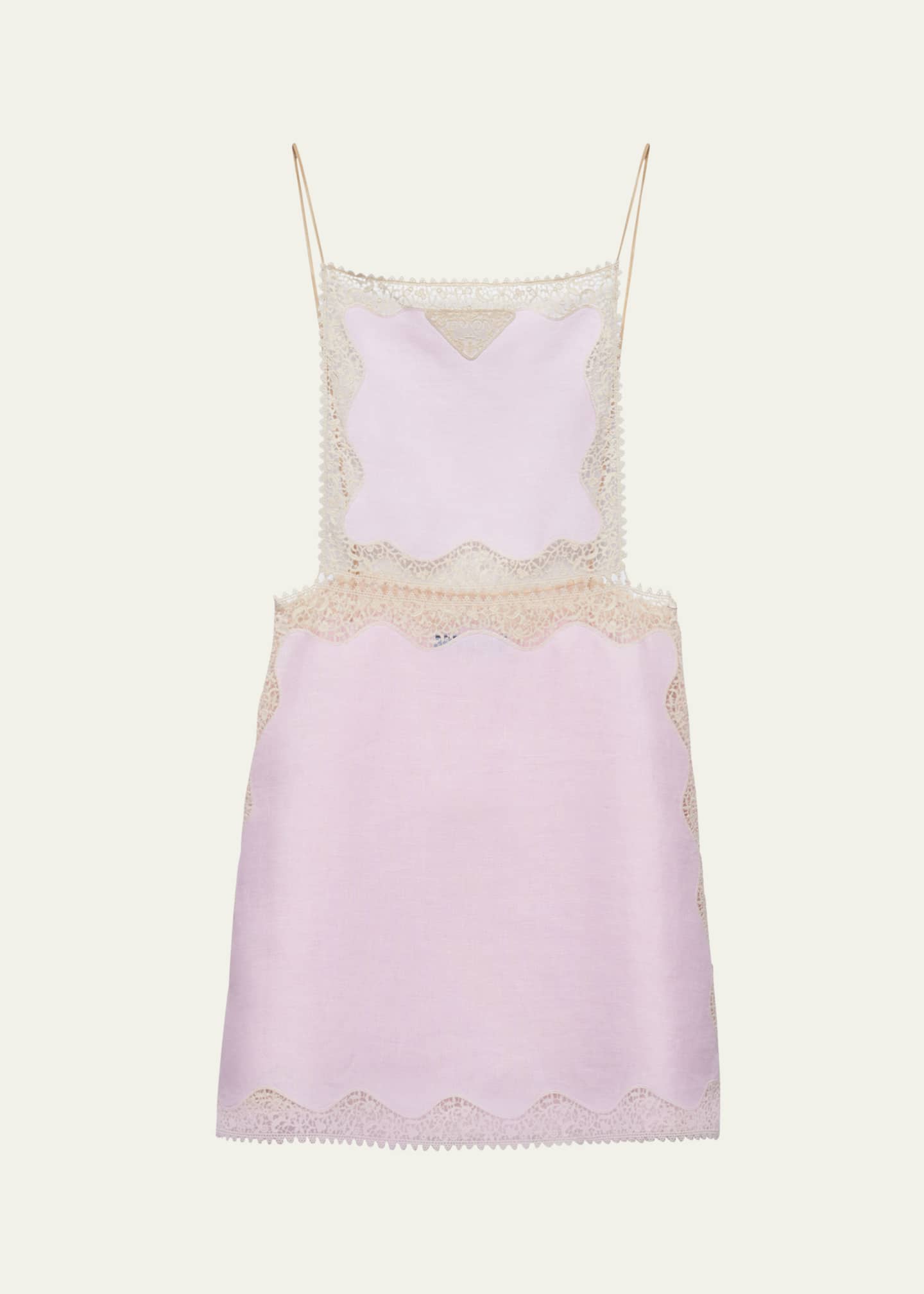 Prada Linen Mini Dress with Lace Embroidery Image 1 of 4