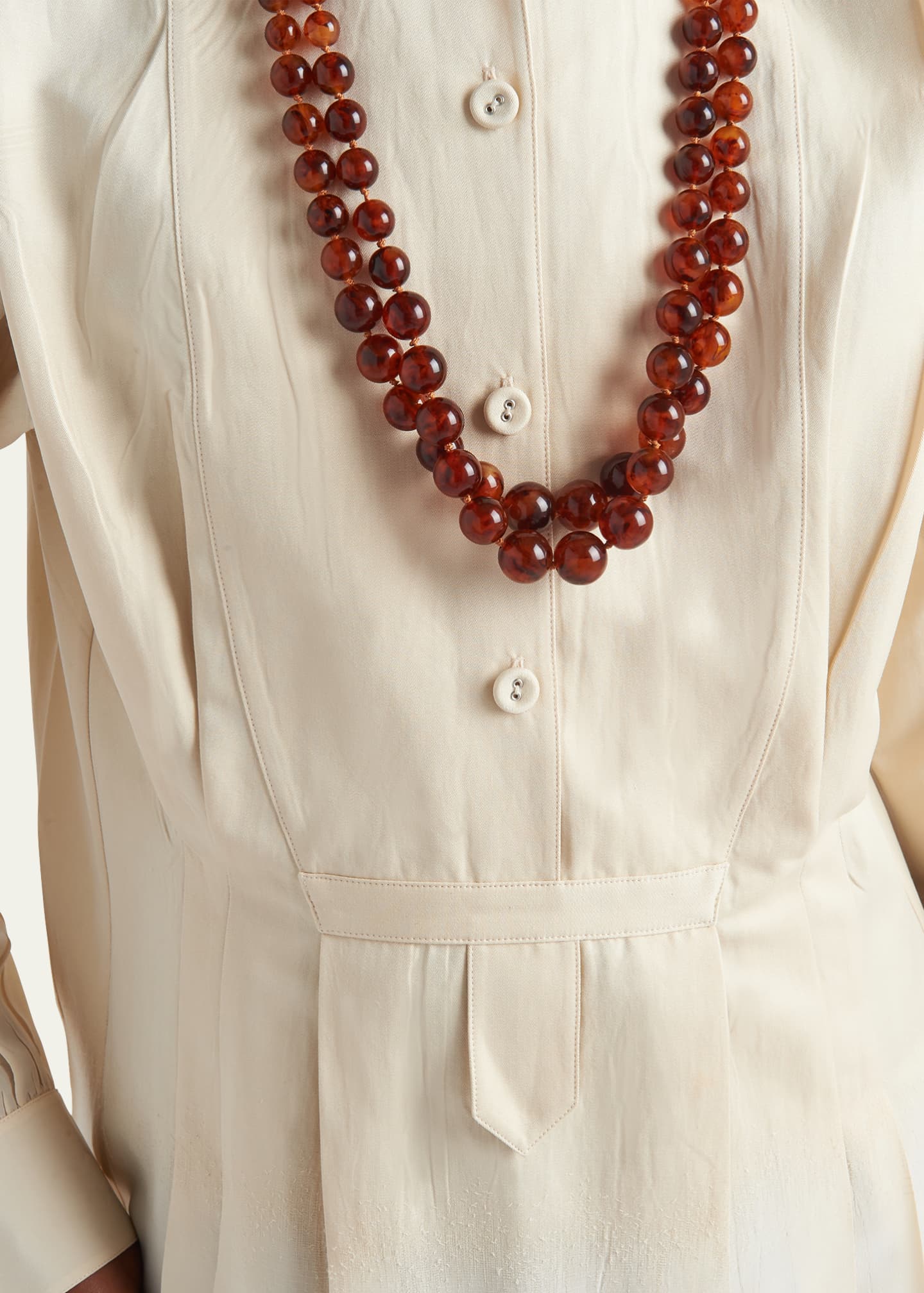 Prada Crepe De Chine Pleated Shirtdress Image 4 of 4