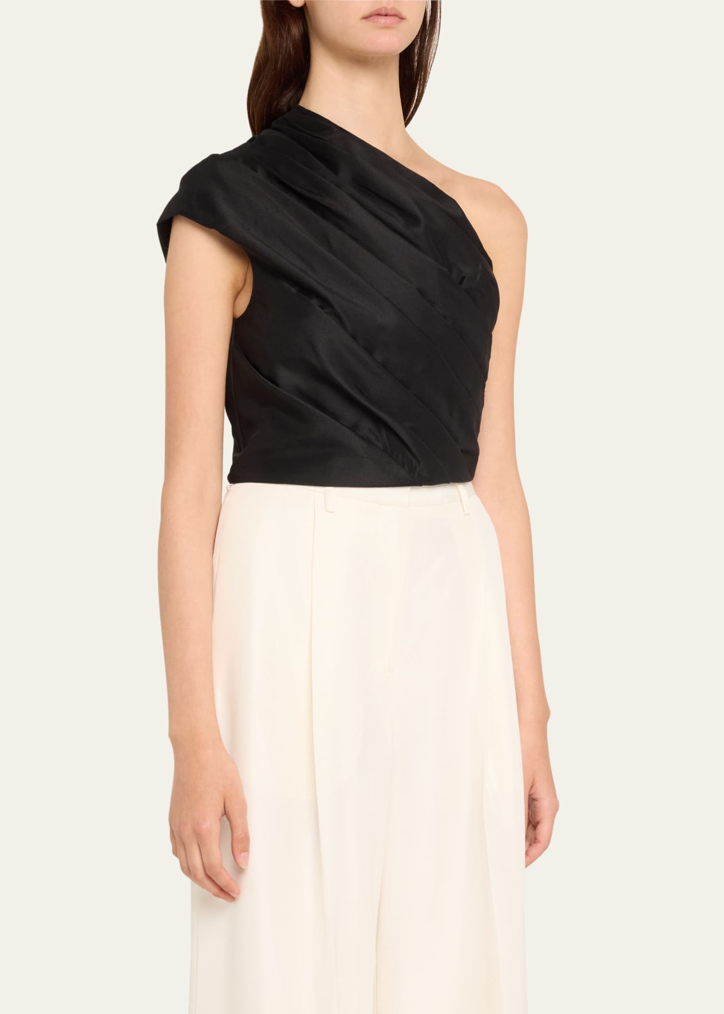 Heirlome Frida Draped One-Shoulder Silk Blouse Image 4 of 5