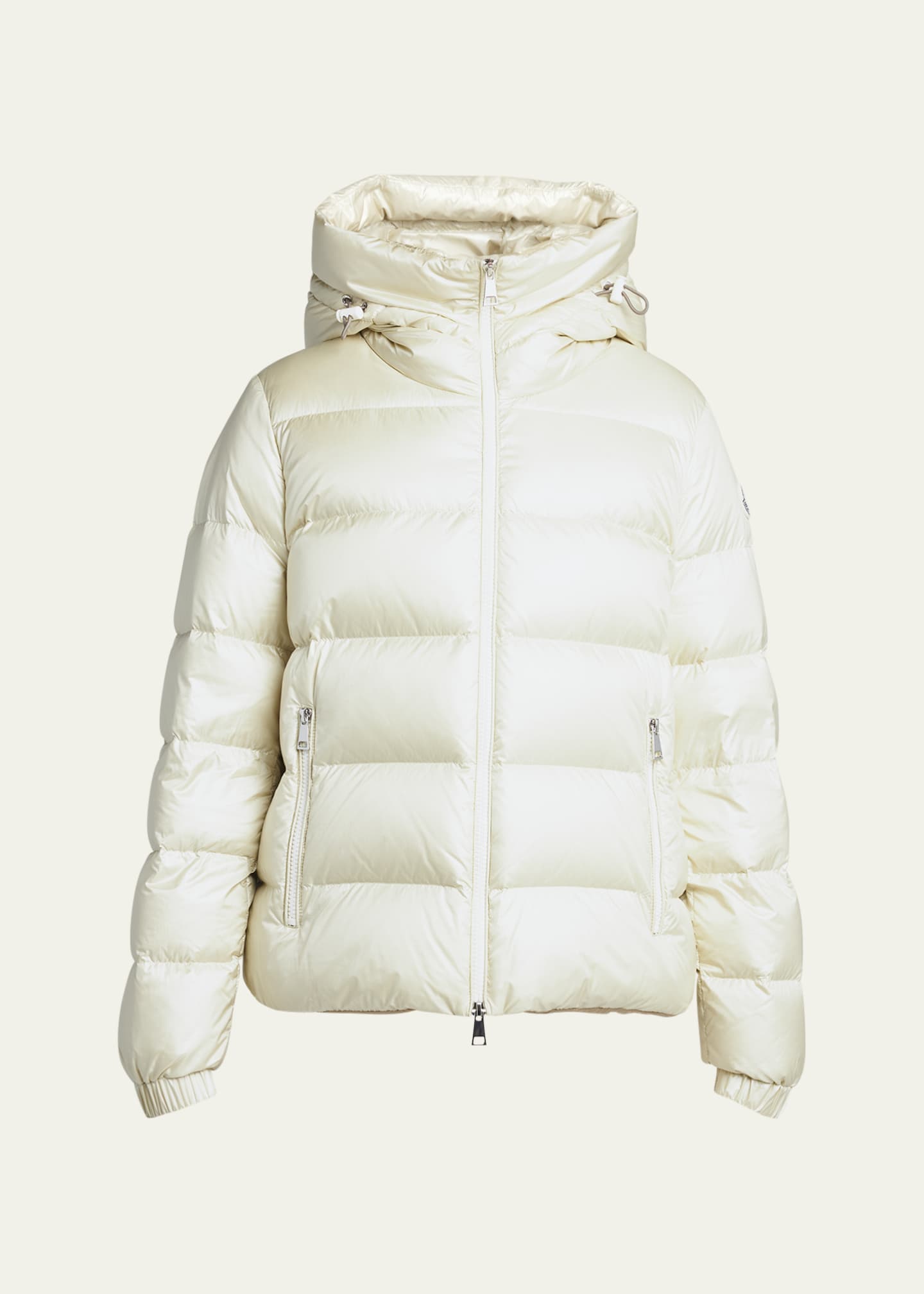 Moncler Biron Pearl Effect Nylon Hooded Puffer Jacket Image 1 of 5