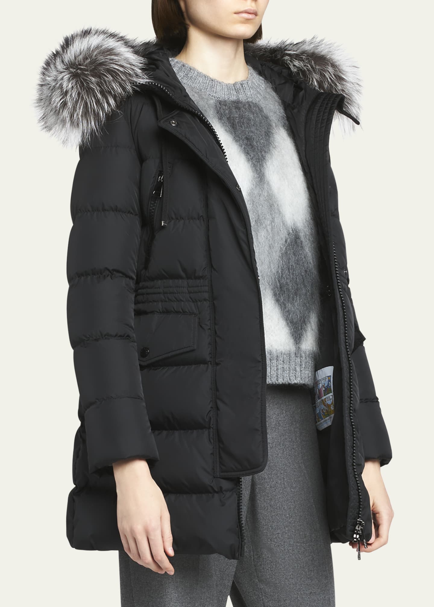 Moncler Aphroti Mid Length Puffer Jacket with Shearling Hood Trim Bergdorf Goodman