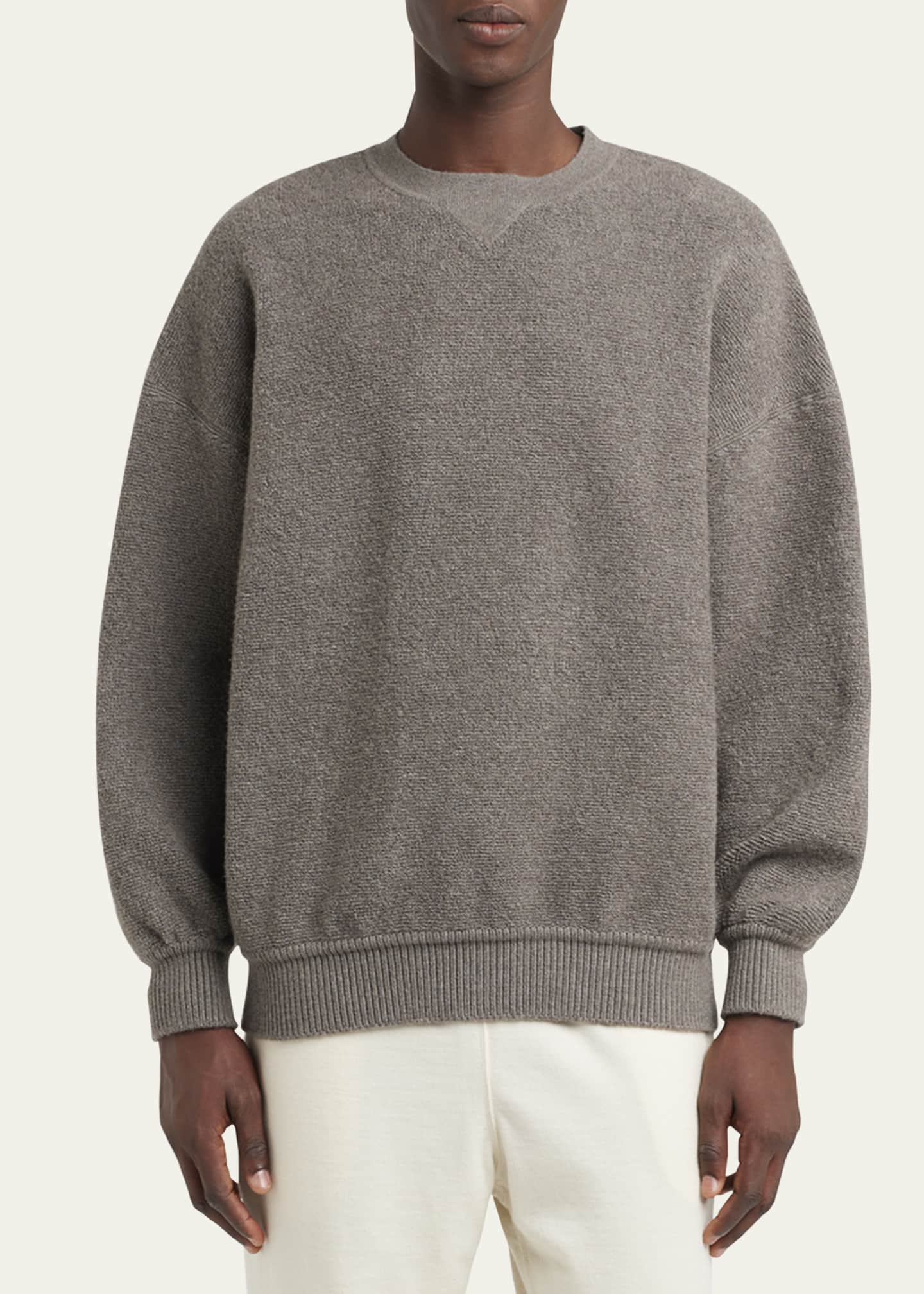 Loro Piana Men's Cocooning Wool and Cashmere Crewneck Sweater Image 4 of 5