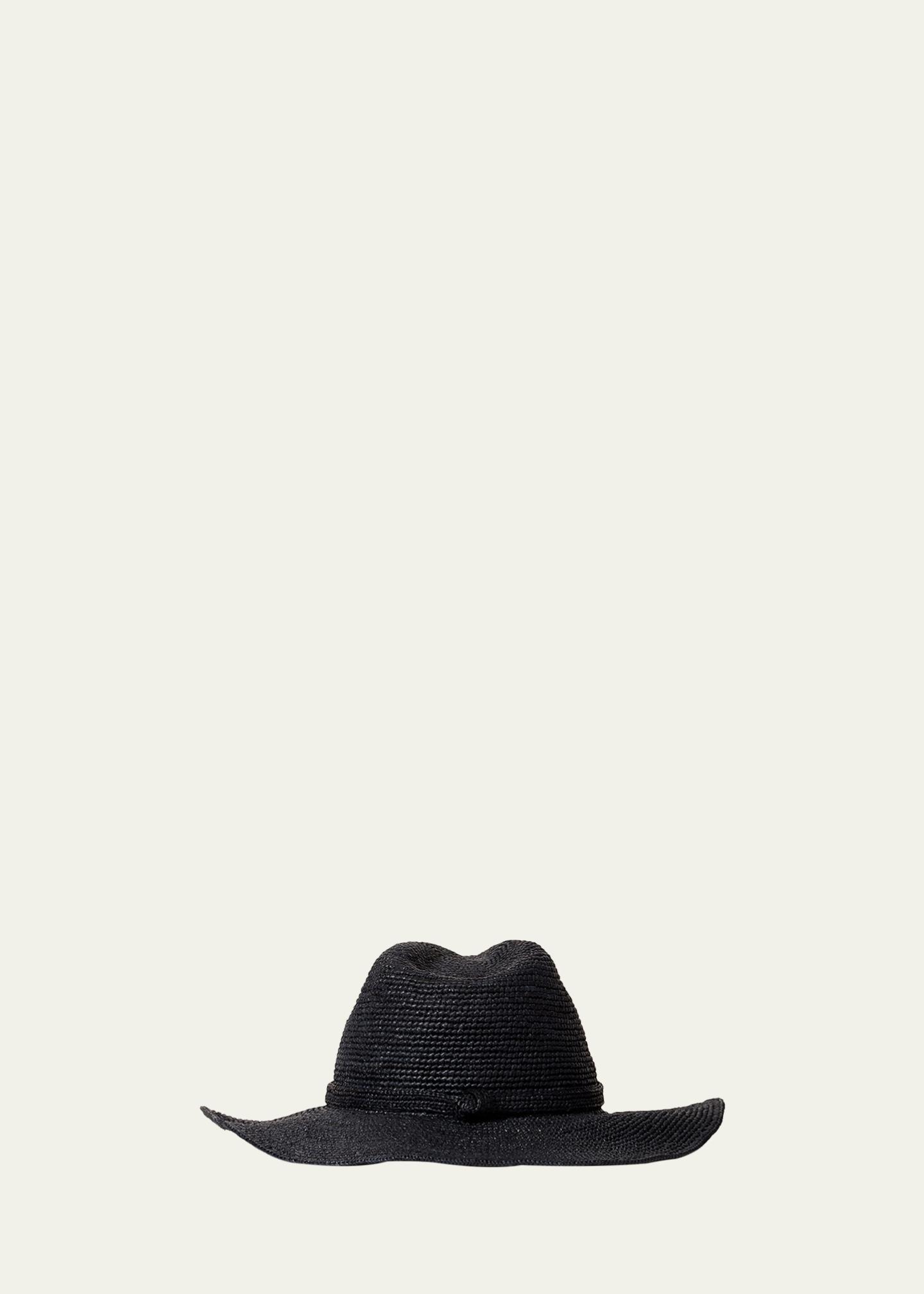 Janessa Leone Black Wide-Brim Fedora Hat Janessa Leone Wool Fedora Hat - Black Hats, Accessories  main image 2