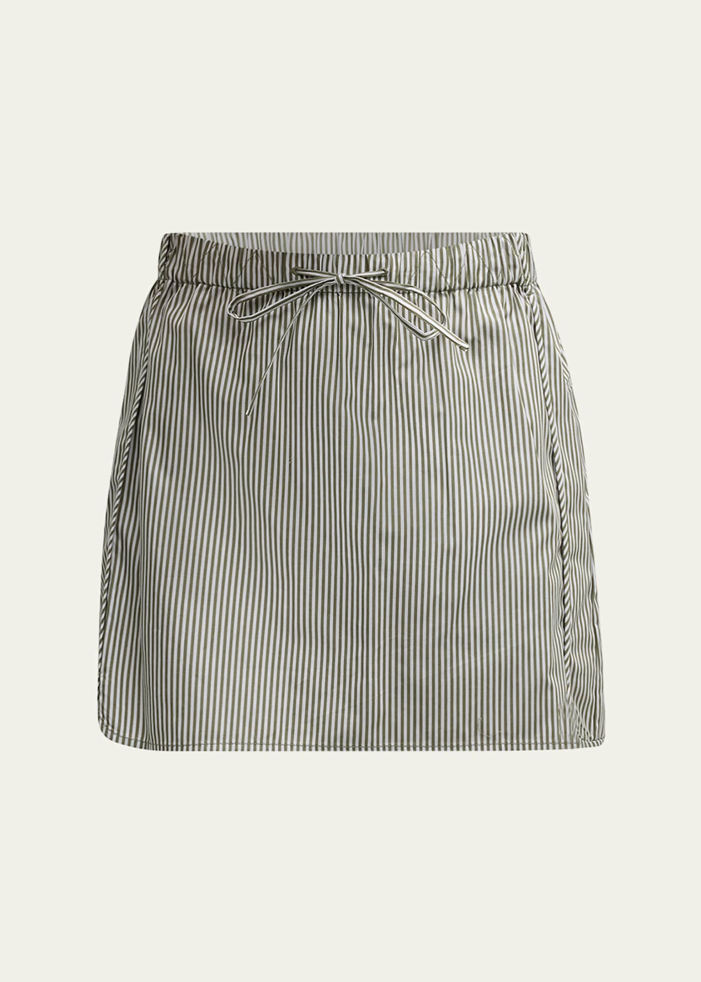 SIMKHAI Shiori Drawstring Cotton Stripe Mini Skirt Image 1 of 5