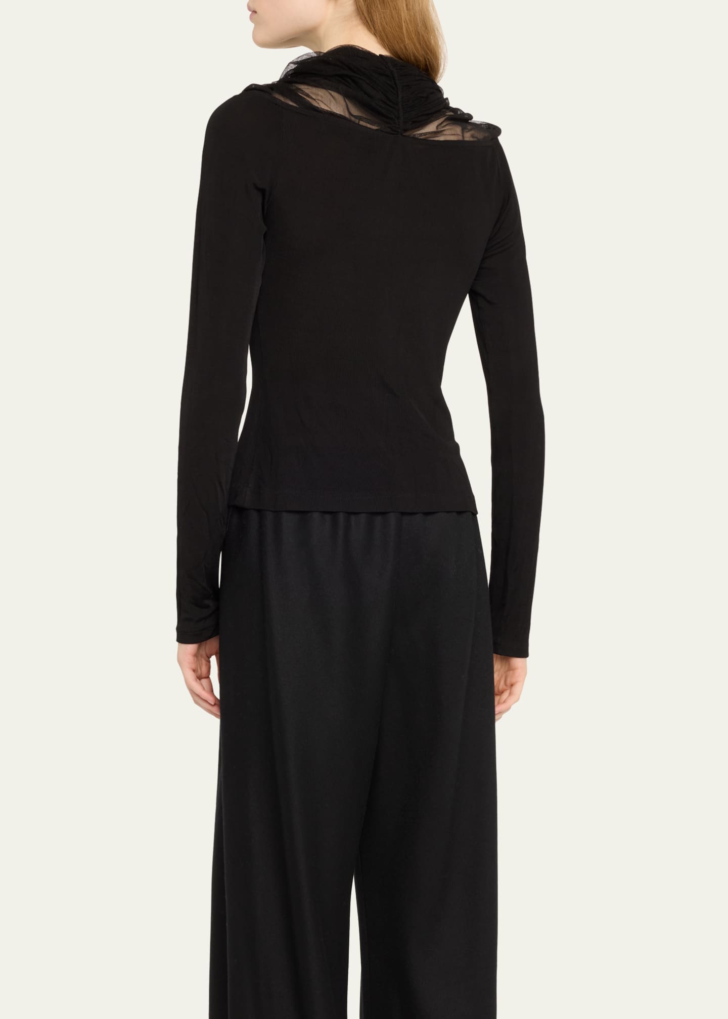 Christopher Esber Sonora Veiled Off-Shoulder Tulle Top Image 3 of 5