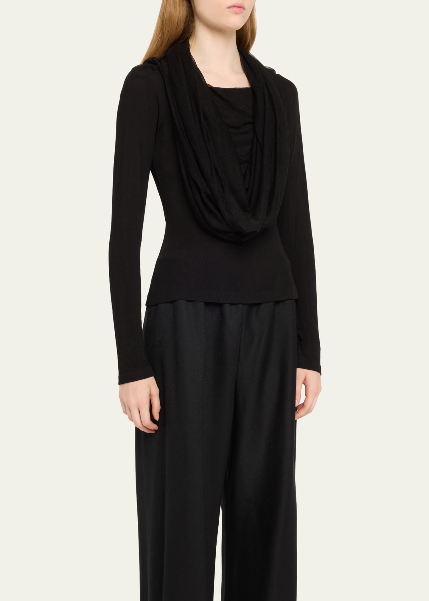 Christopher Esber Sonora Veiled Off-Shoulder Tulle Top Image 4 of 5