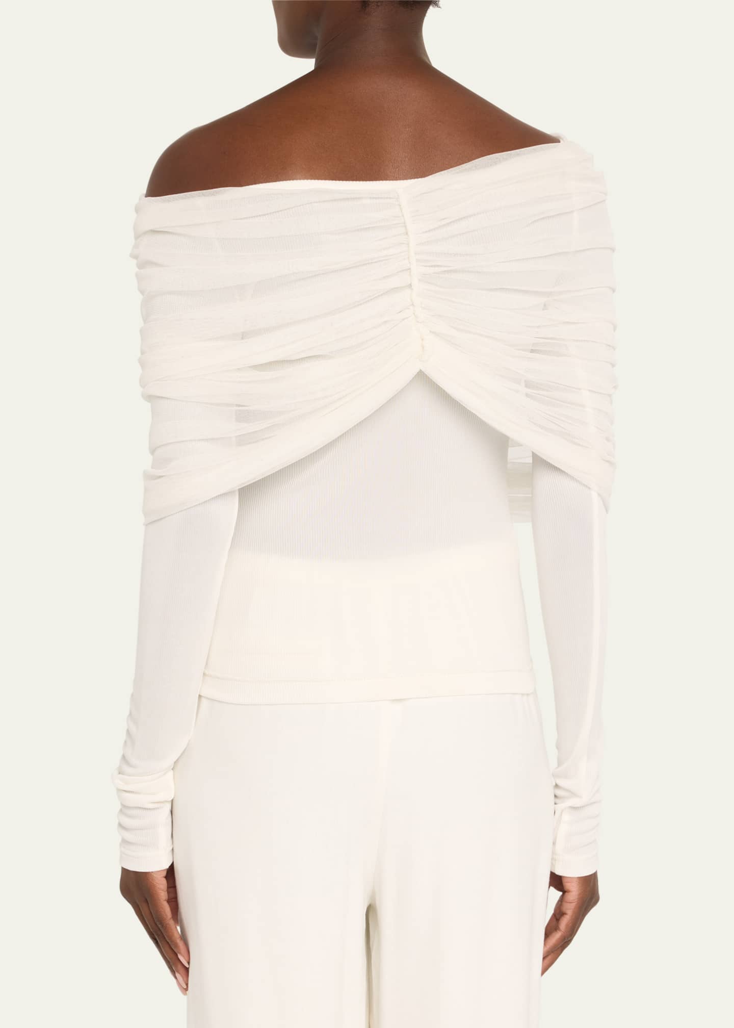 Christopher Esber Sonora Veiled Off-Shoulder Tulle Top Image 3 of 5