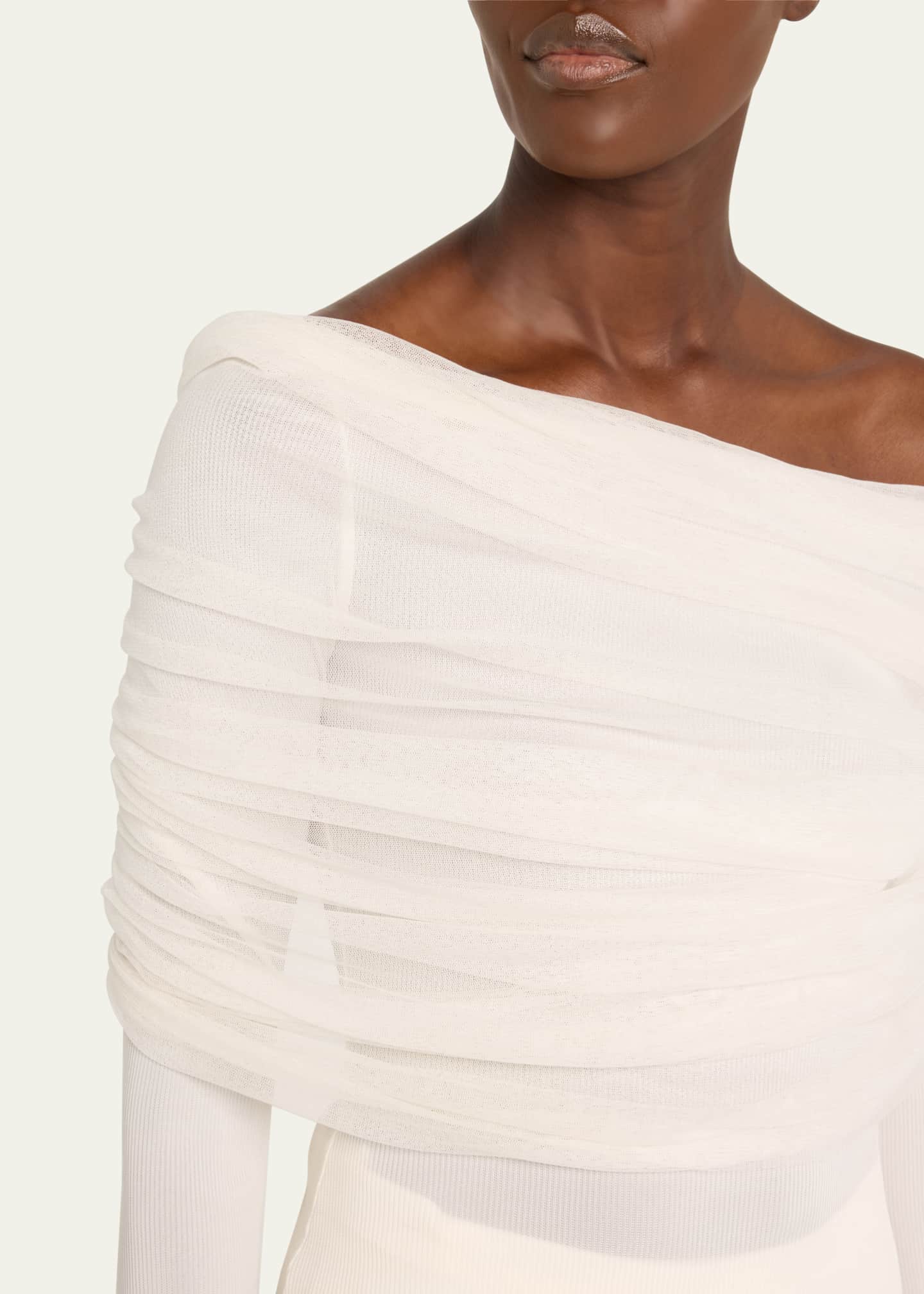 Christopher Esber Sonora Veiled Off-Shoulder Tulle Top Image 5 of 5