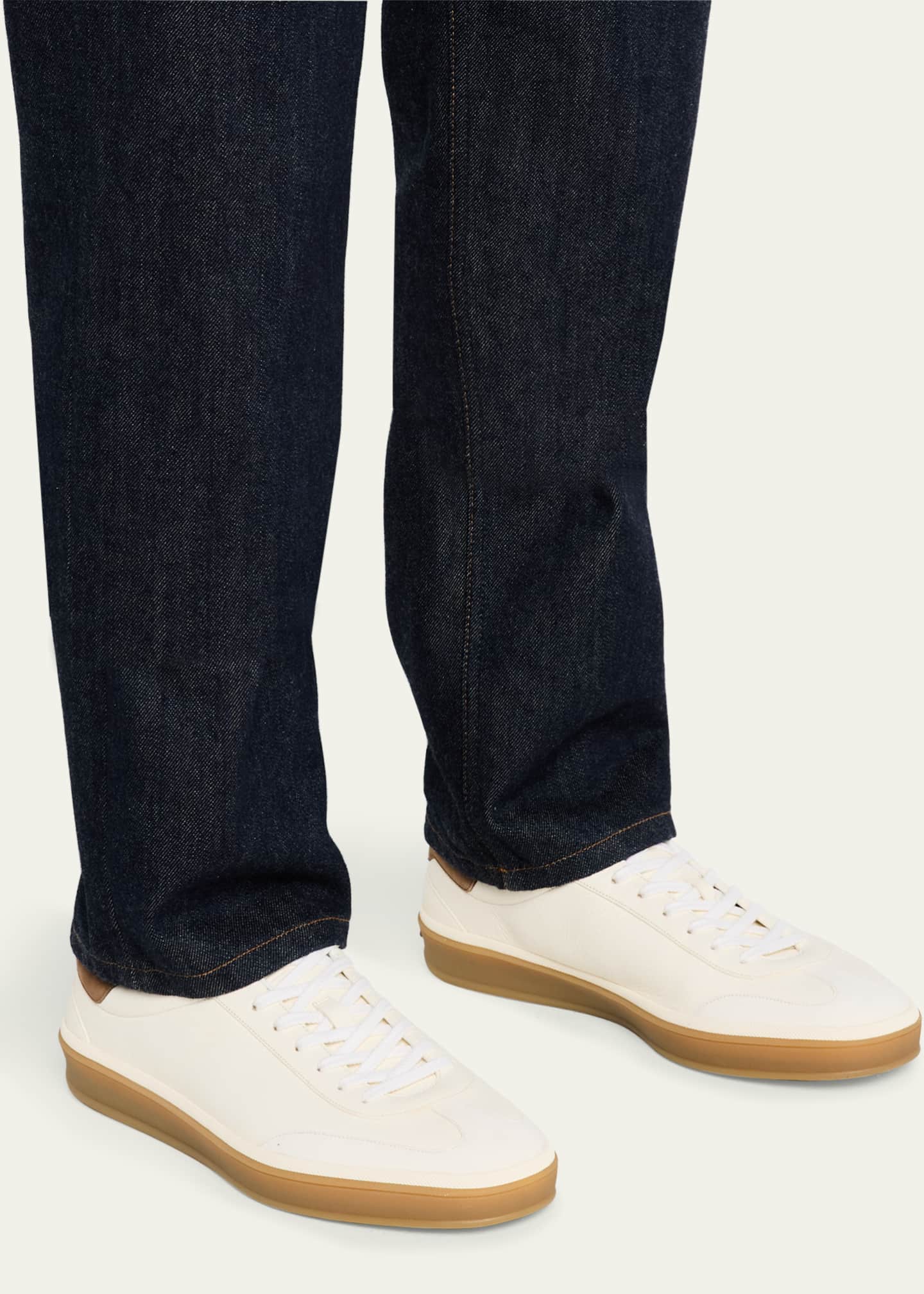 Loro Piana Men's Tennis Walk Mixed Leather Sneakers Image 2 of 4