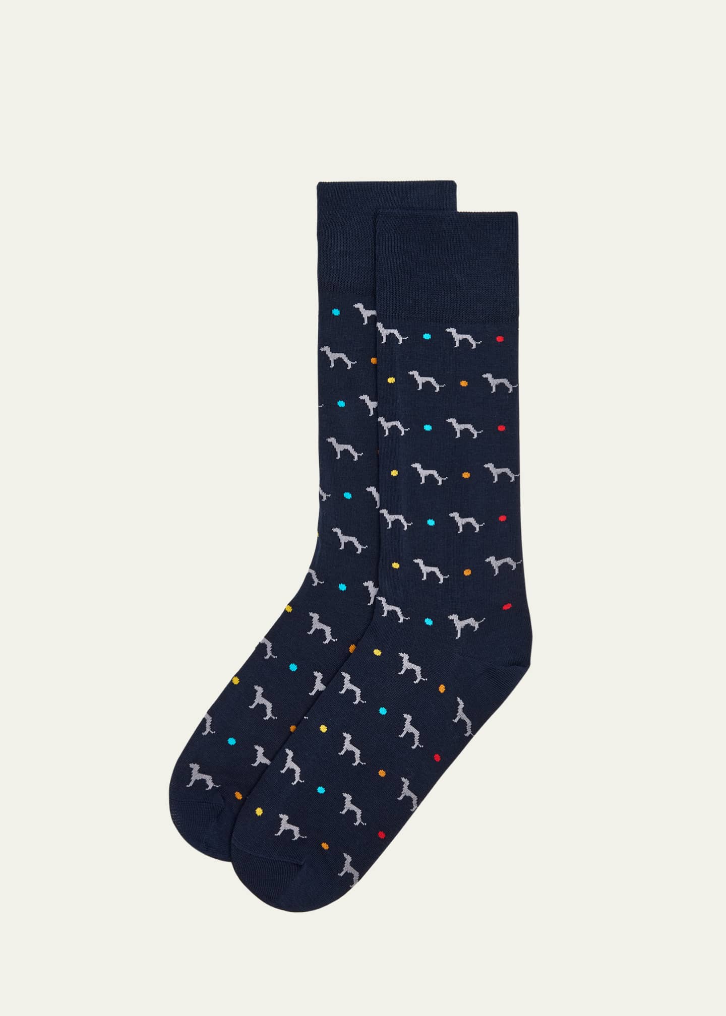 Paul Smith Men's Hank Whippet-Print Crew Socks Image 1 of 2