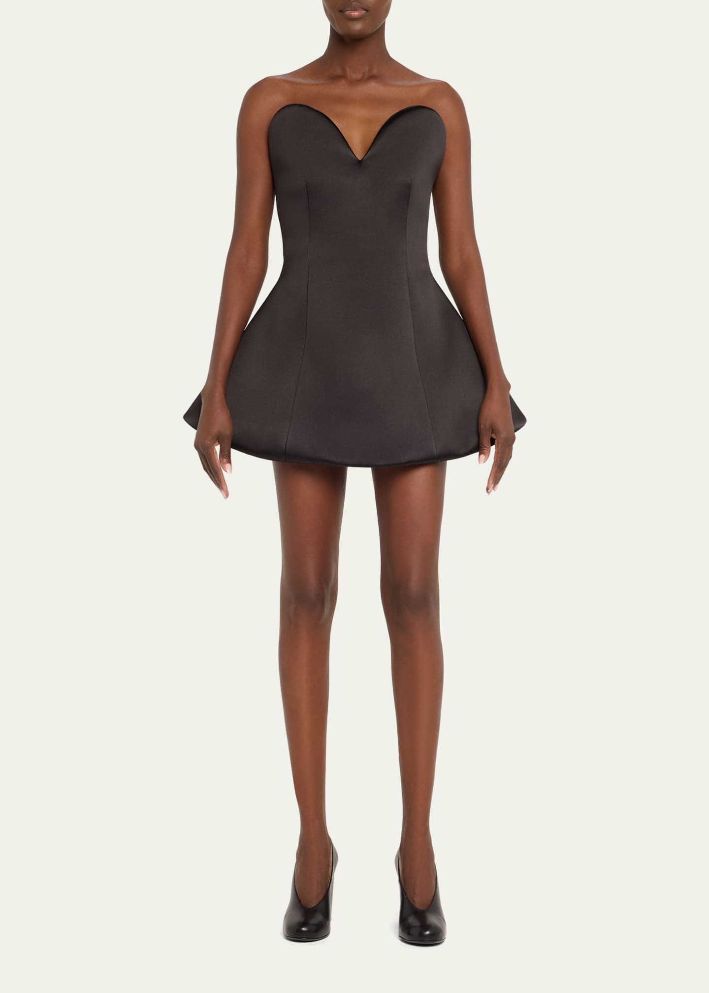 Marc Jacobs Runway Strapless Satin Sculptural Mini Flared Dress Image 2 of 5