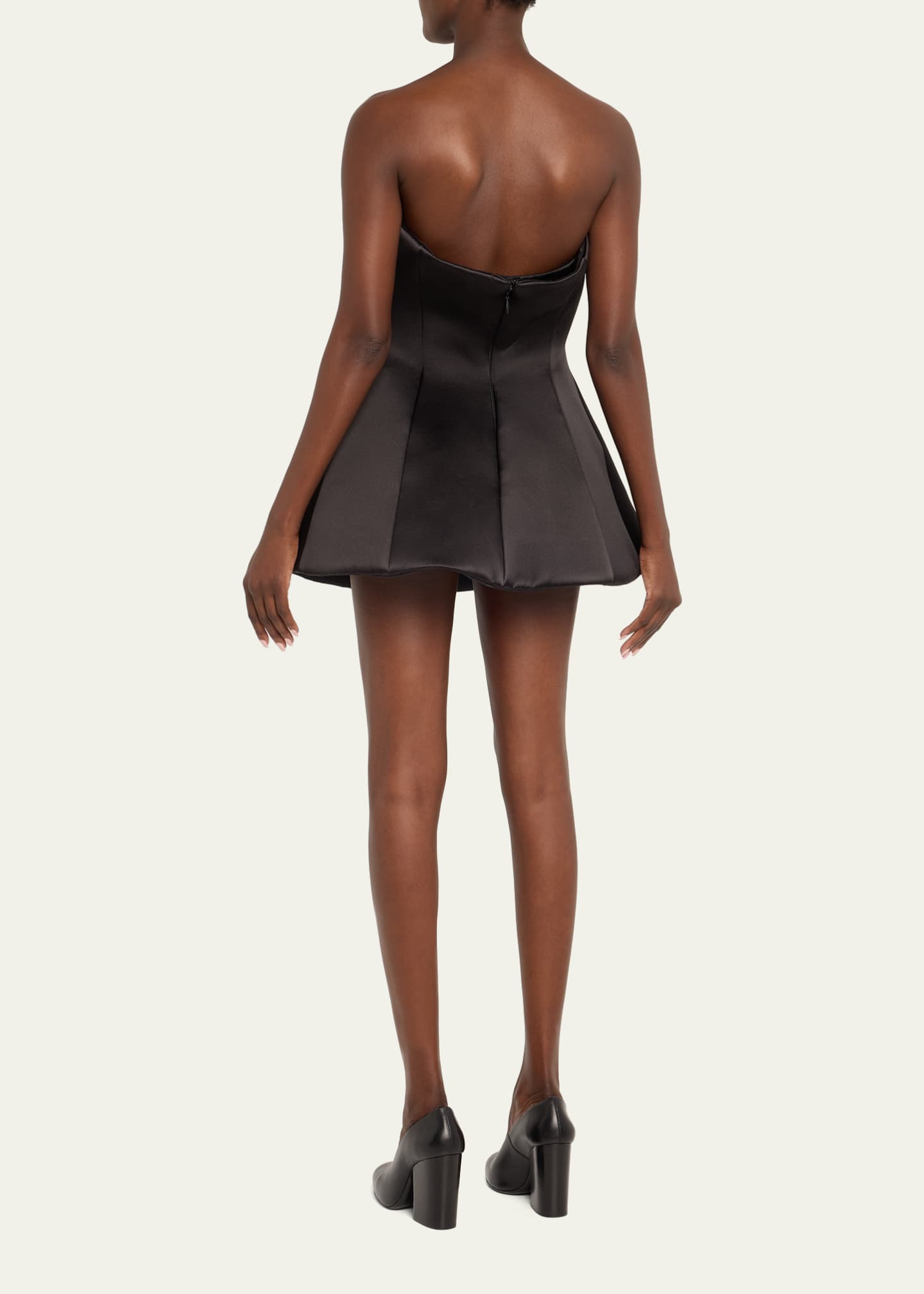 Marc Jacobs Runway Strapless Satin Sculptural Mini Flared Dress Image 3 of 5