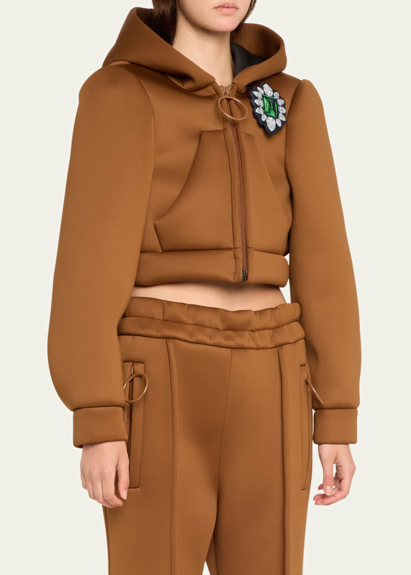 Marc Jacobs Runway Crop Hooded Jacket with Brooch Ginger Women s Small Sweaters