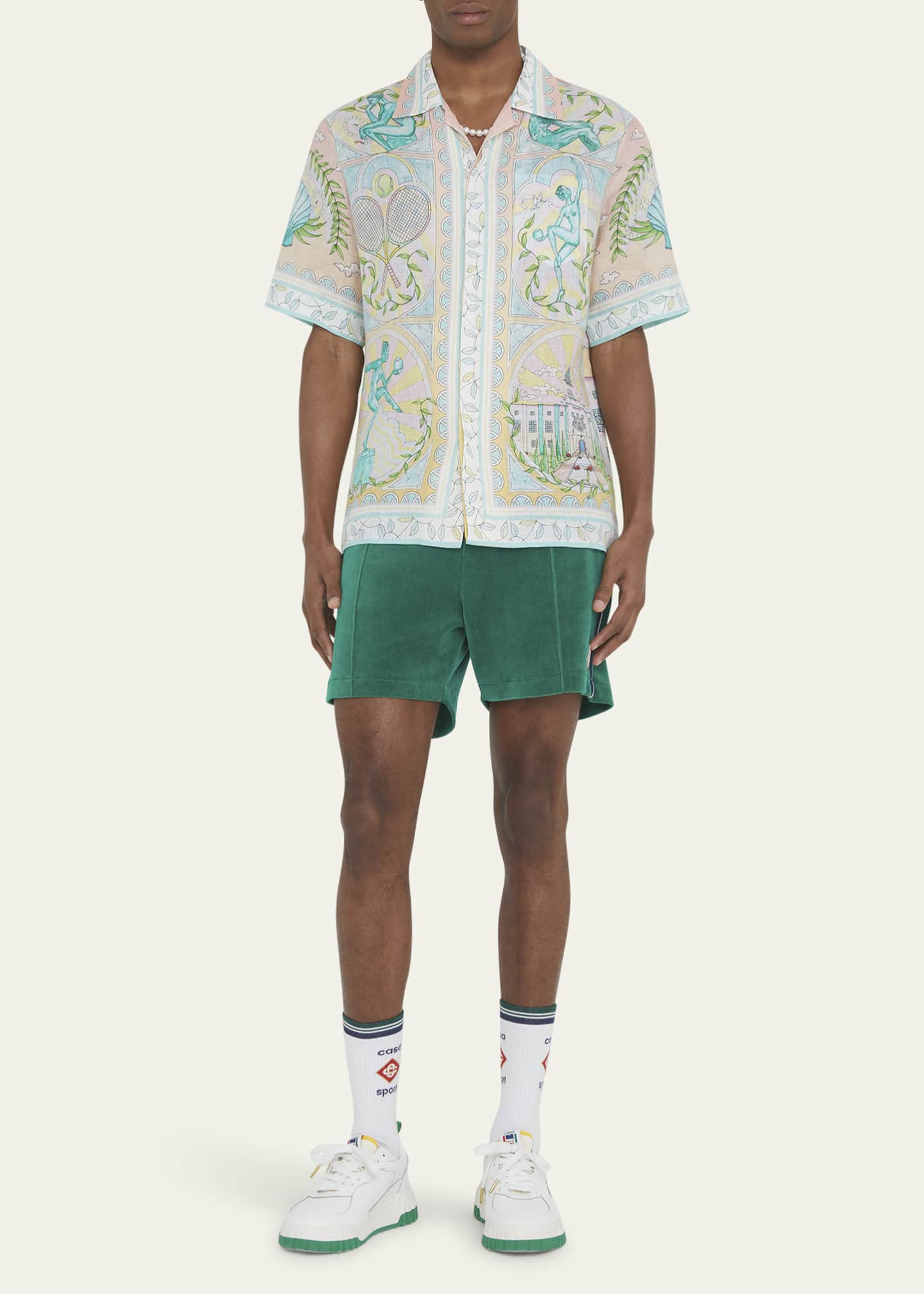 CASABLANCA Men's Greek Vase Linen Camp Shirt Image 2 of 5