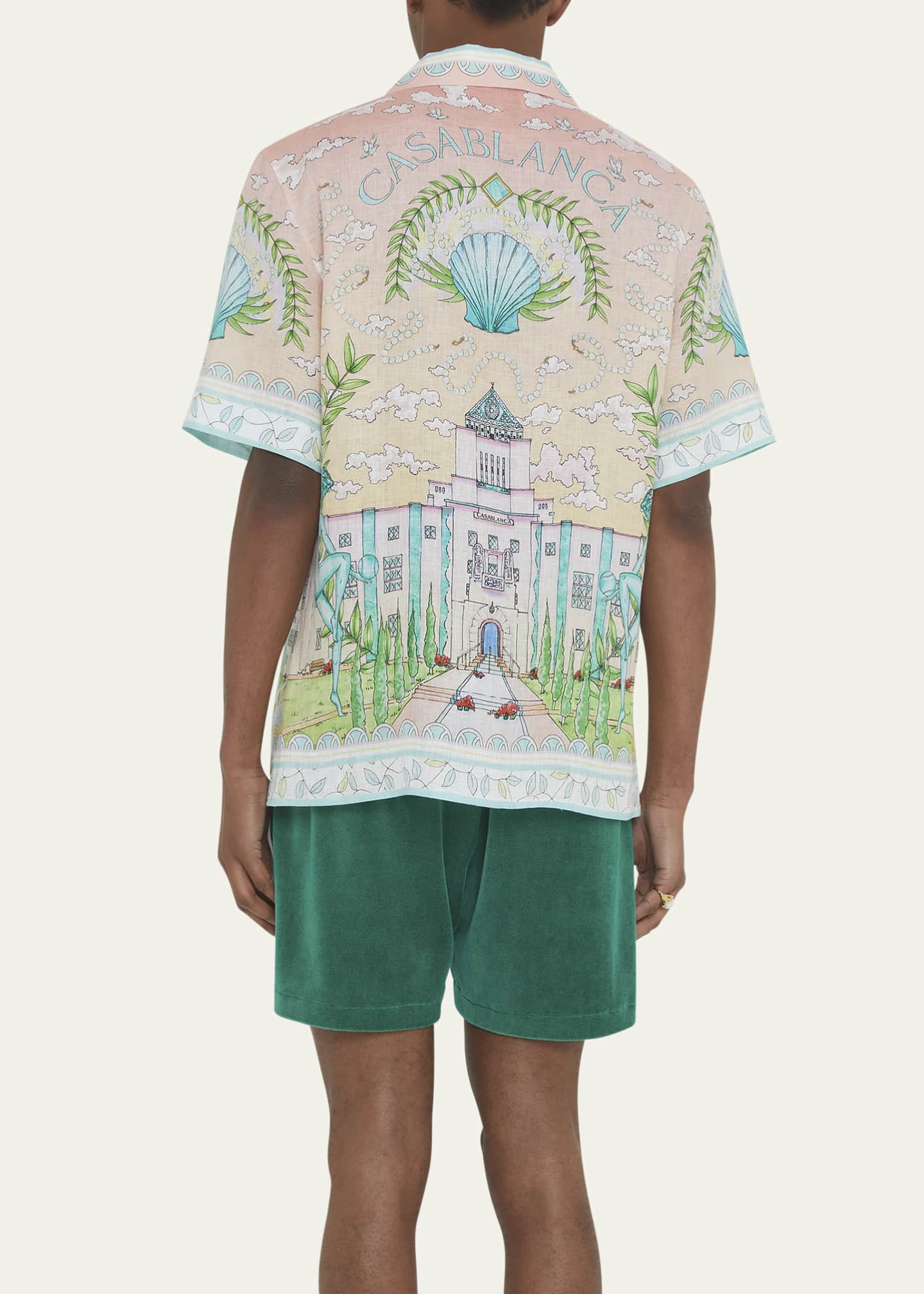 CASABLANCA Men's Greek Vase Linen Camp Shirt Image 3 of 5