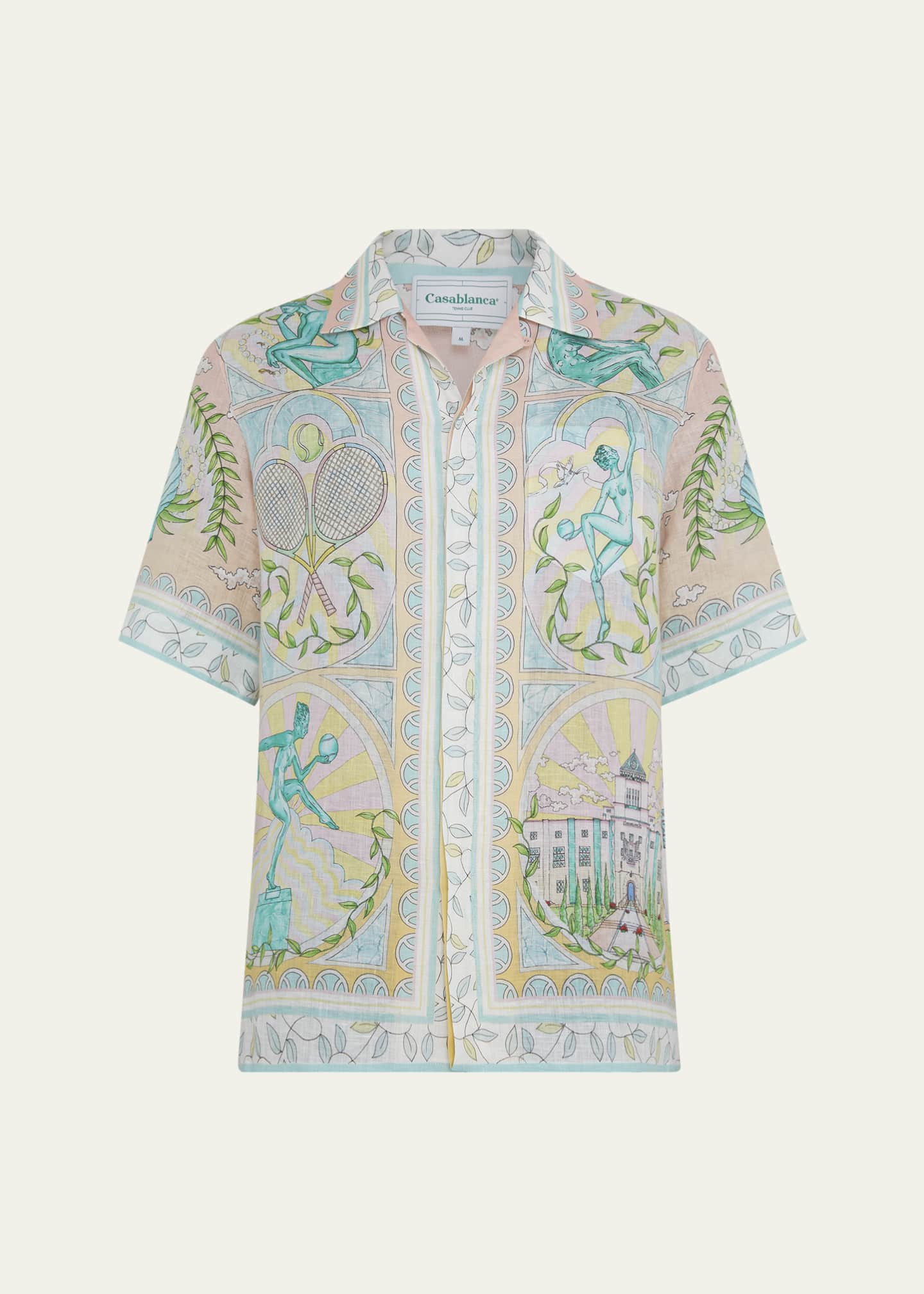 CASABLANCA Men's Greek Vase Linen Camp Shirt Image 1 of 5