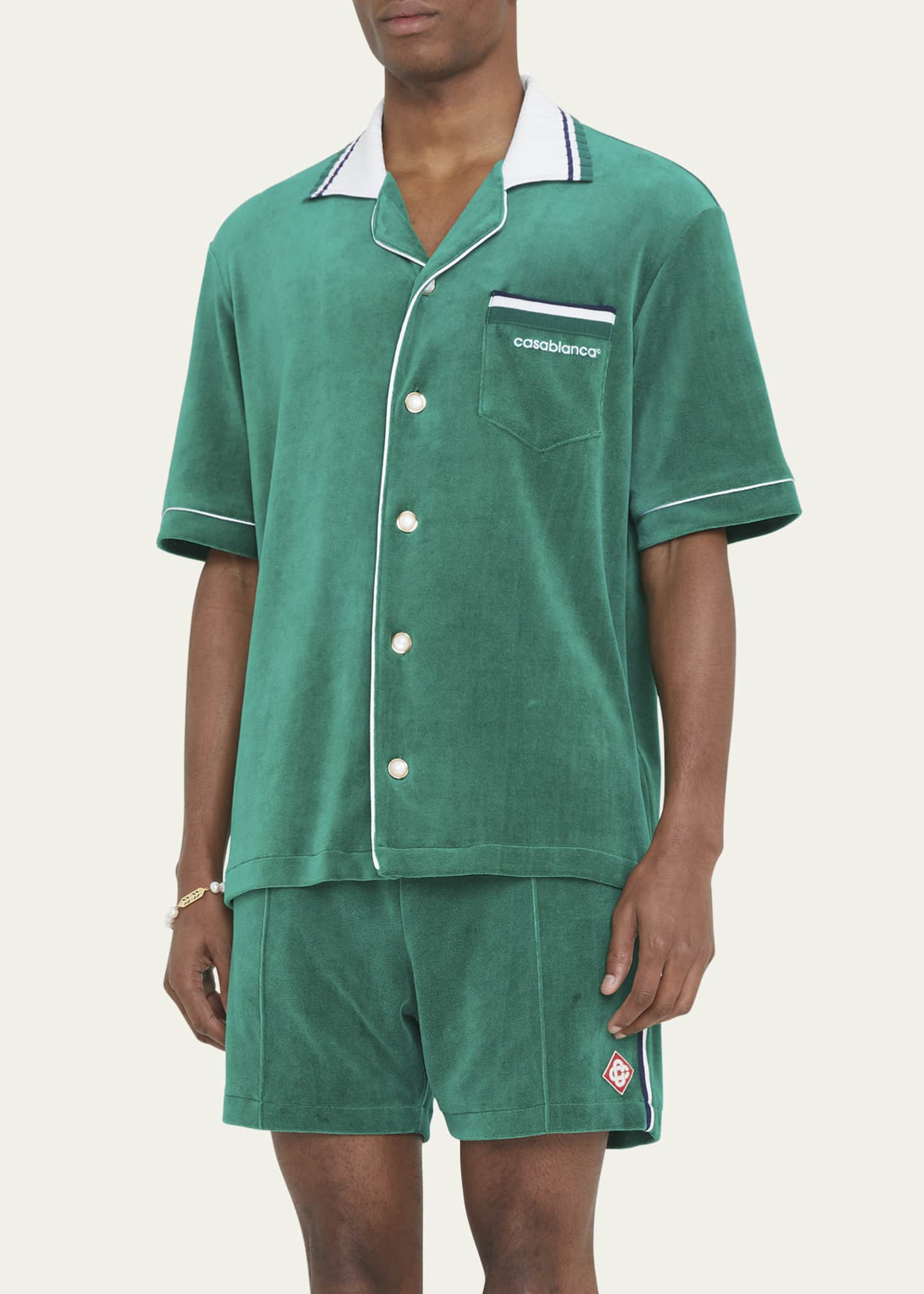 CASABLANCA Men's Velour Camp Shirt Image 4 of 5