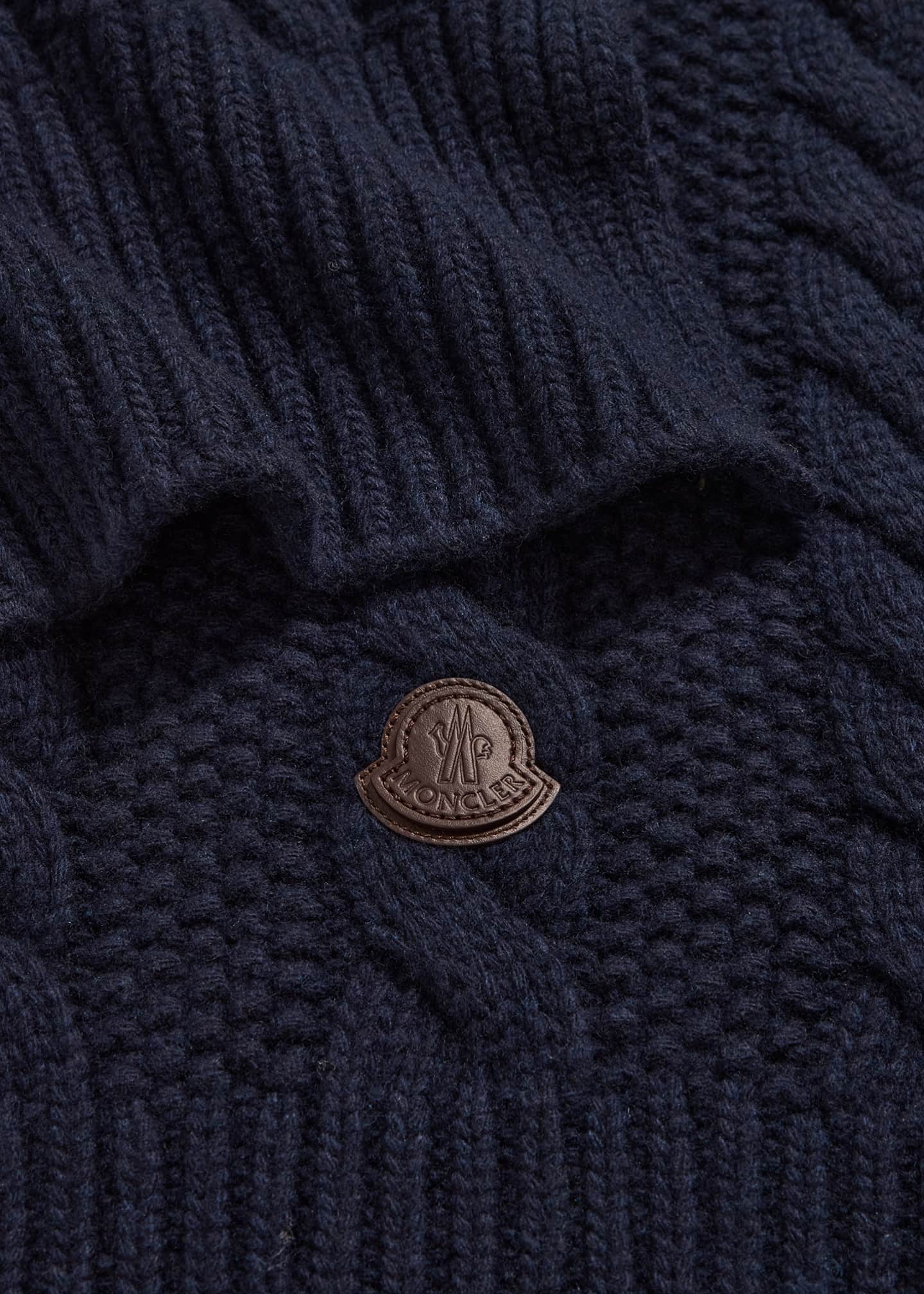Moncler Men's Wool-Cashmere Chunky Cable Scarf Image 4 of 4