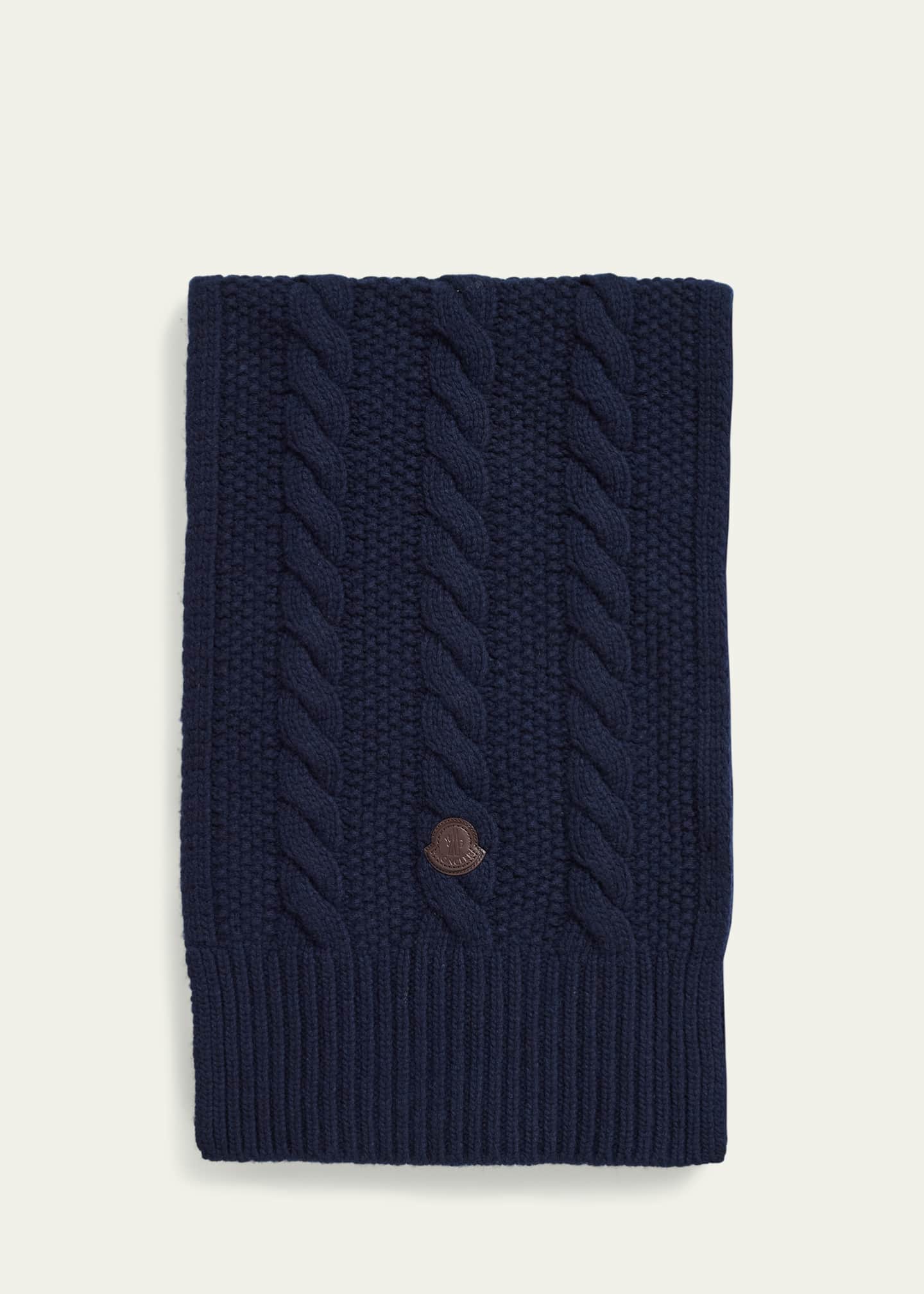 Moncler Men's Wool-Cashmere Chunky Cable Scarf Image 1 of 4