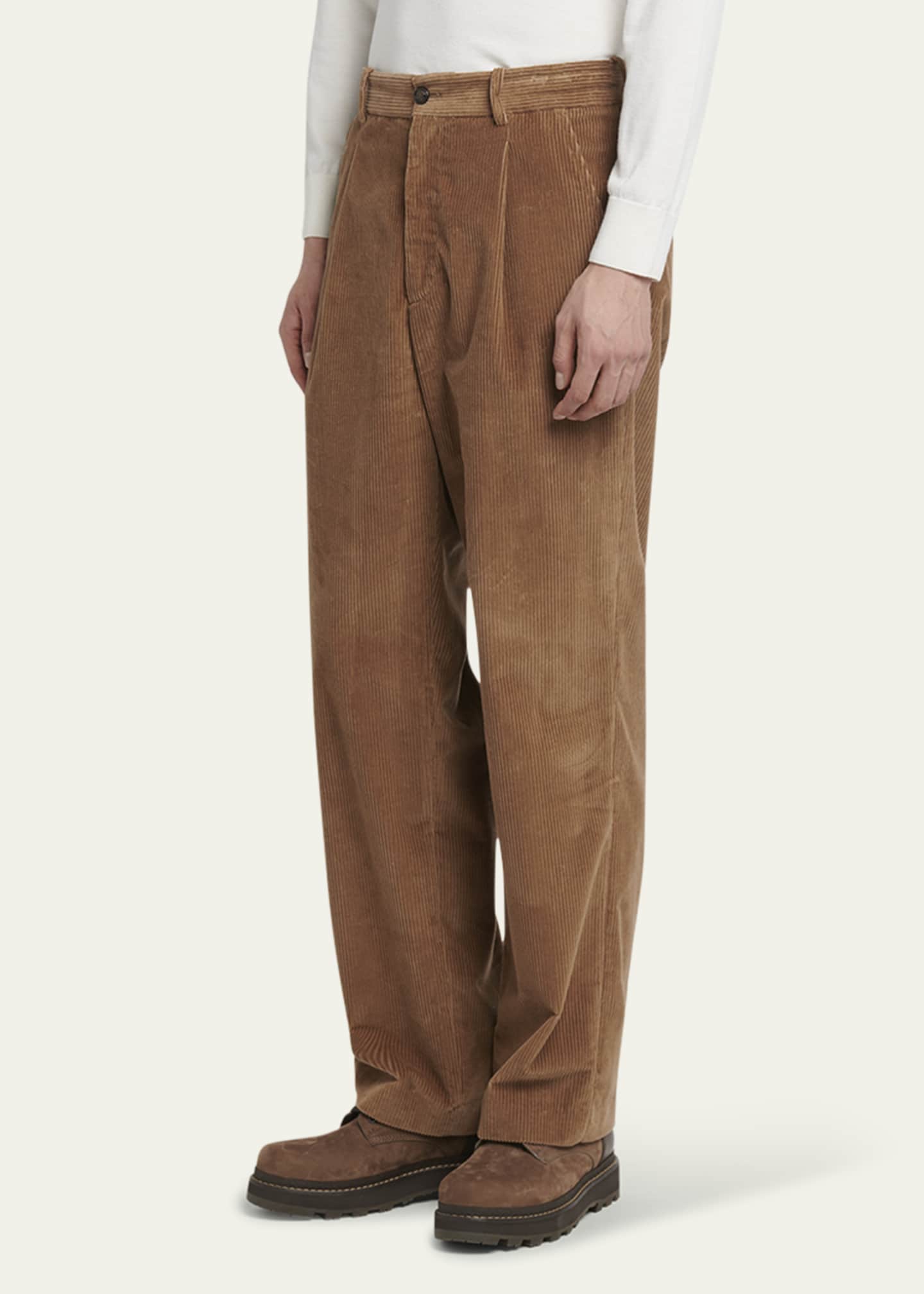 Moncler Corduroy Straight Leg Trousers Brown