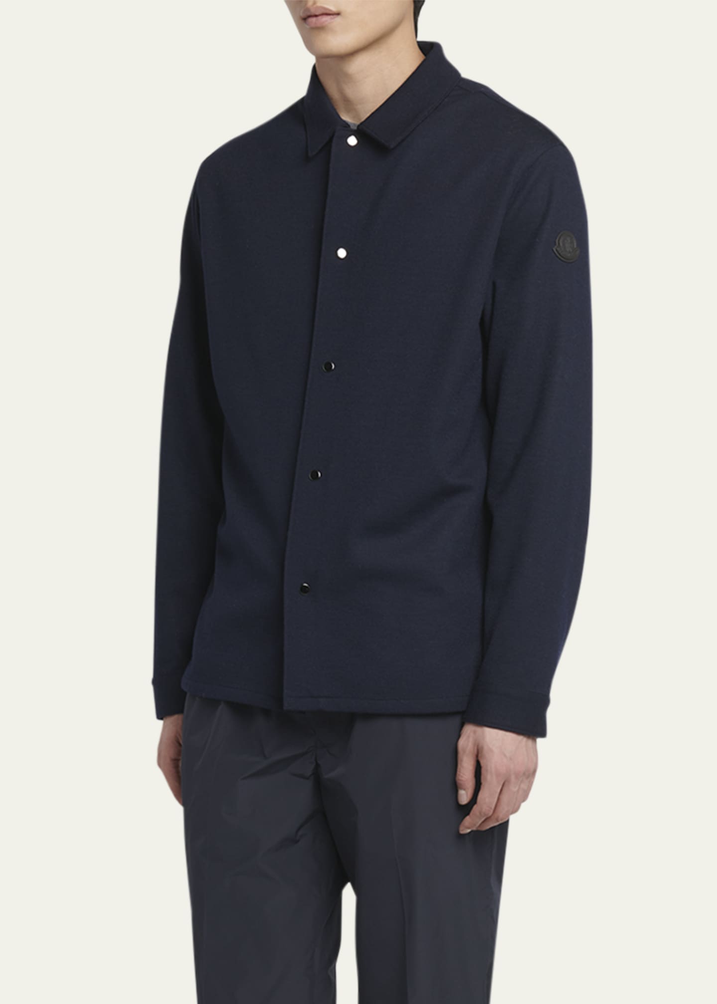 Moncler Men's Solid Snap-Front Shirt Image 4 of 5