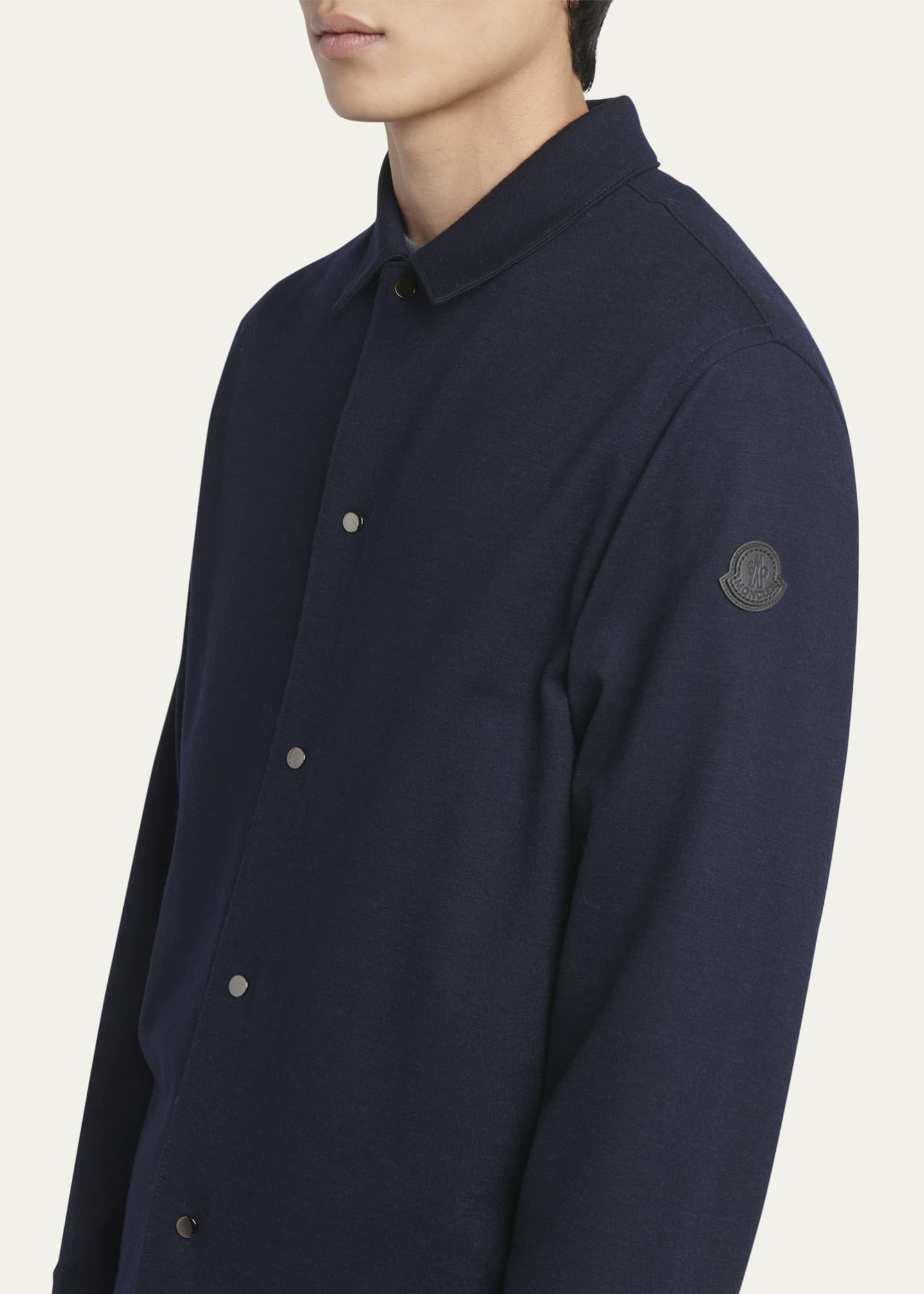 Moncler Men's Solid Snap-Front Shirt Image 5 of 5