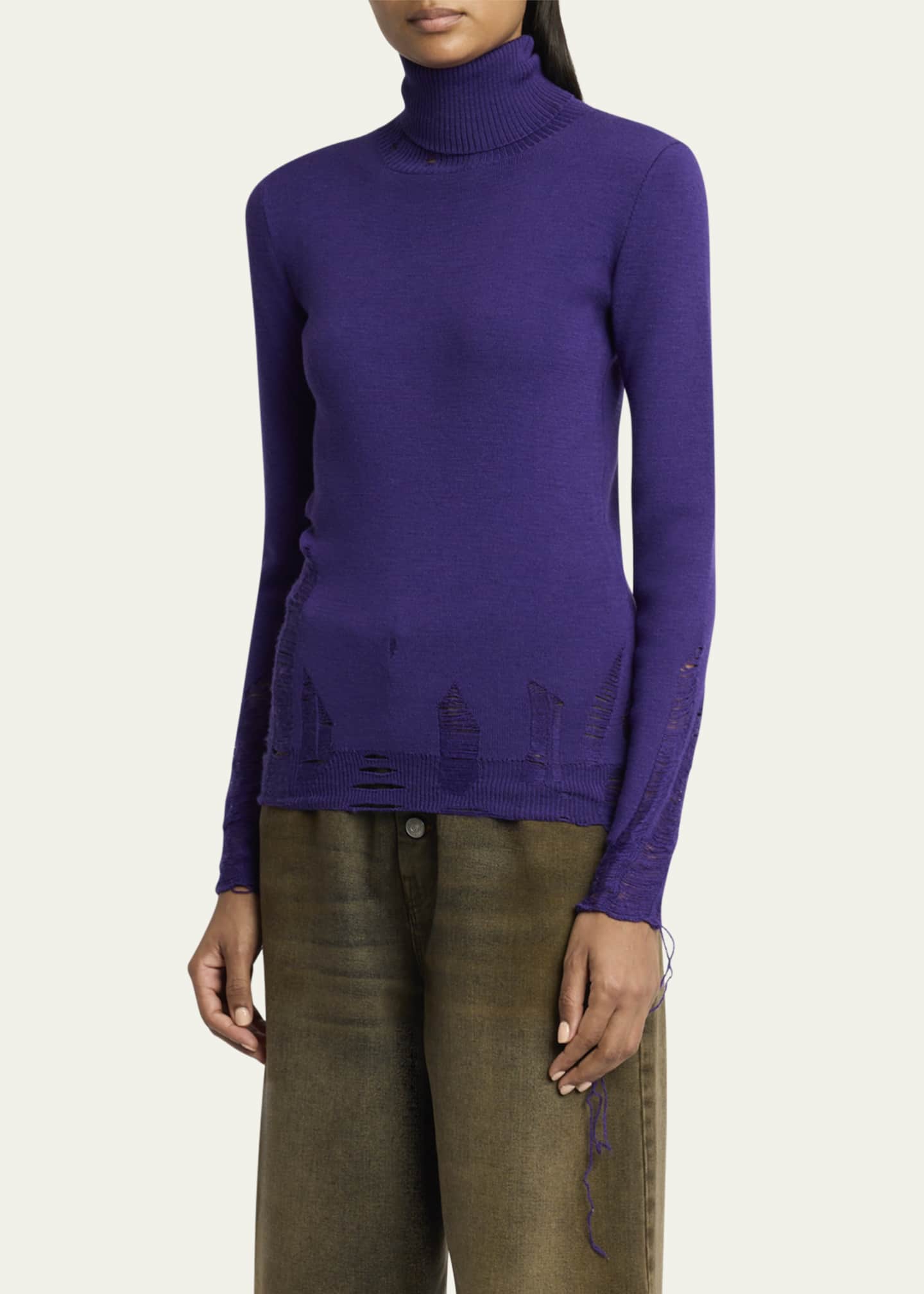 MM6 Maison Margiela Distressed Turtleneck Pullover Image 4 of 5