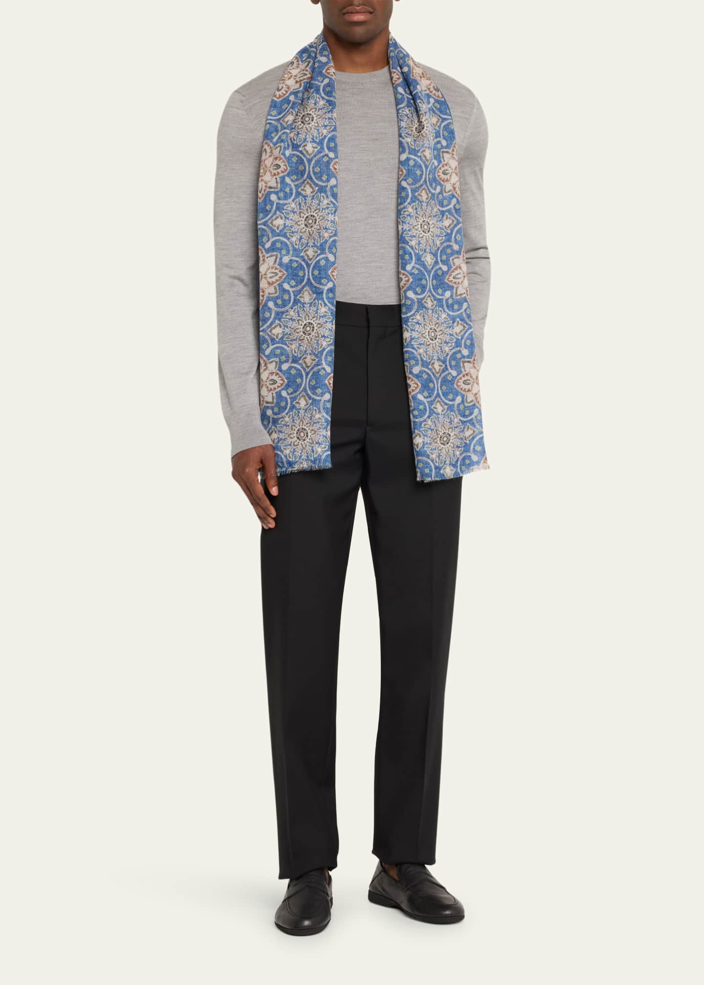 Rosi Collection Men's Cashmere Floral-Print Scarf Image 2 of 3
