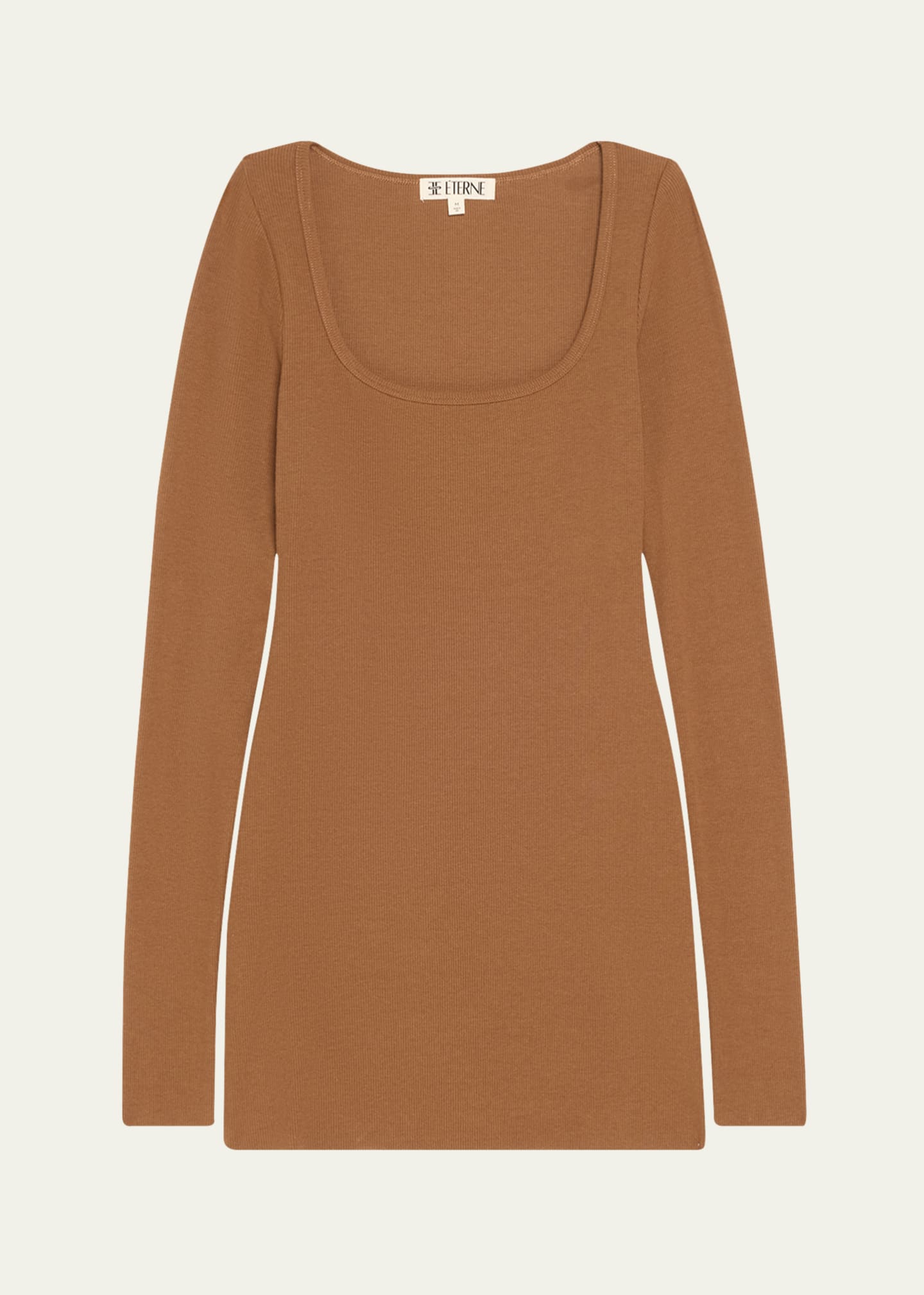 Eterne Square-Neck Long-Sleeve Knit Mini Dress Image 1 of 5