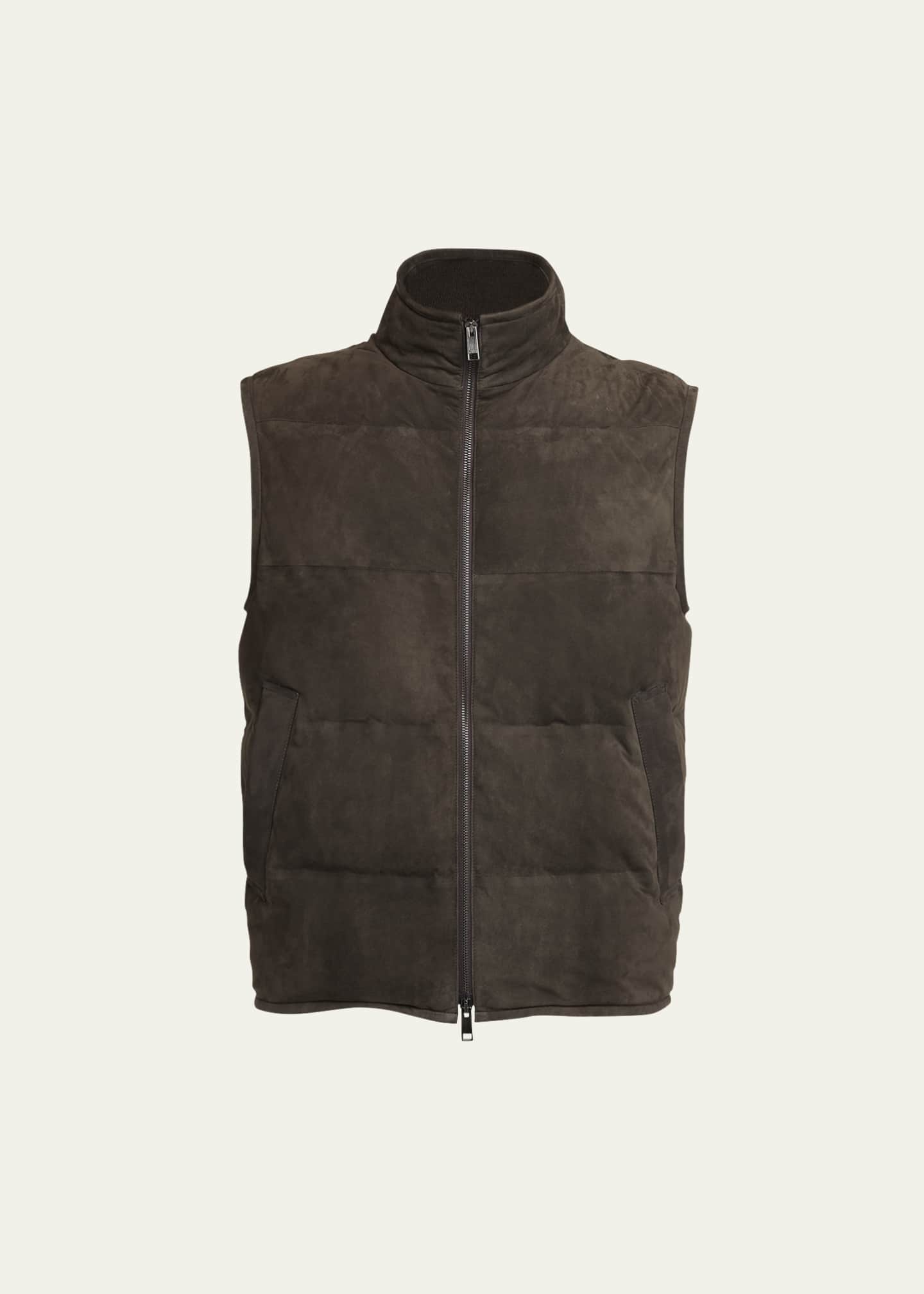 【激安大特価！】 Full-Zip Suede Men's ZEGNA Down Goodman Bergdorf - Vest トップス