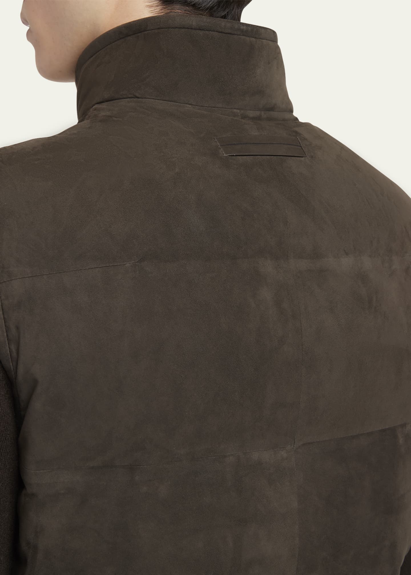 ZEGNA Men's Suede Full-Zip Down Vest Image 5 of 5