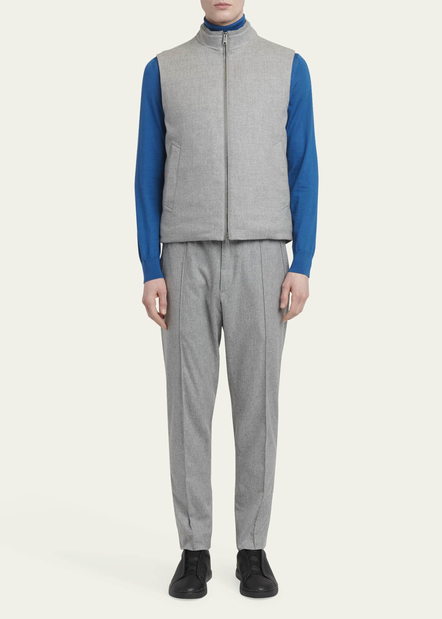 ZEGNA Men's Oasi Cashmere Elements Full-Zip Down Vest Image 2 of 5