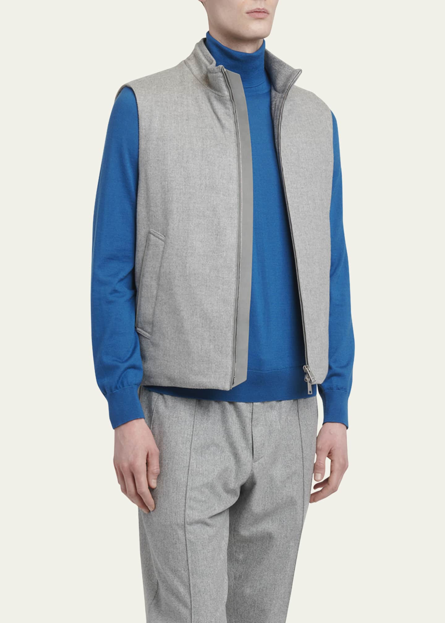 ZEGNA Men's Oasi Cashmere Elements Full-Zip Down Vest