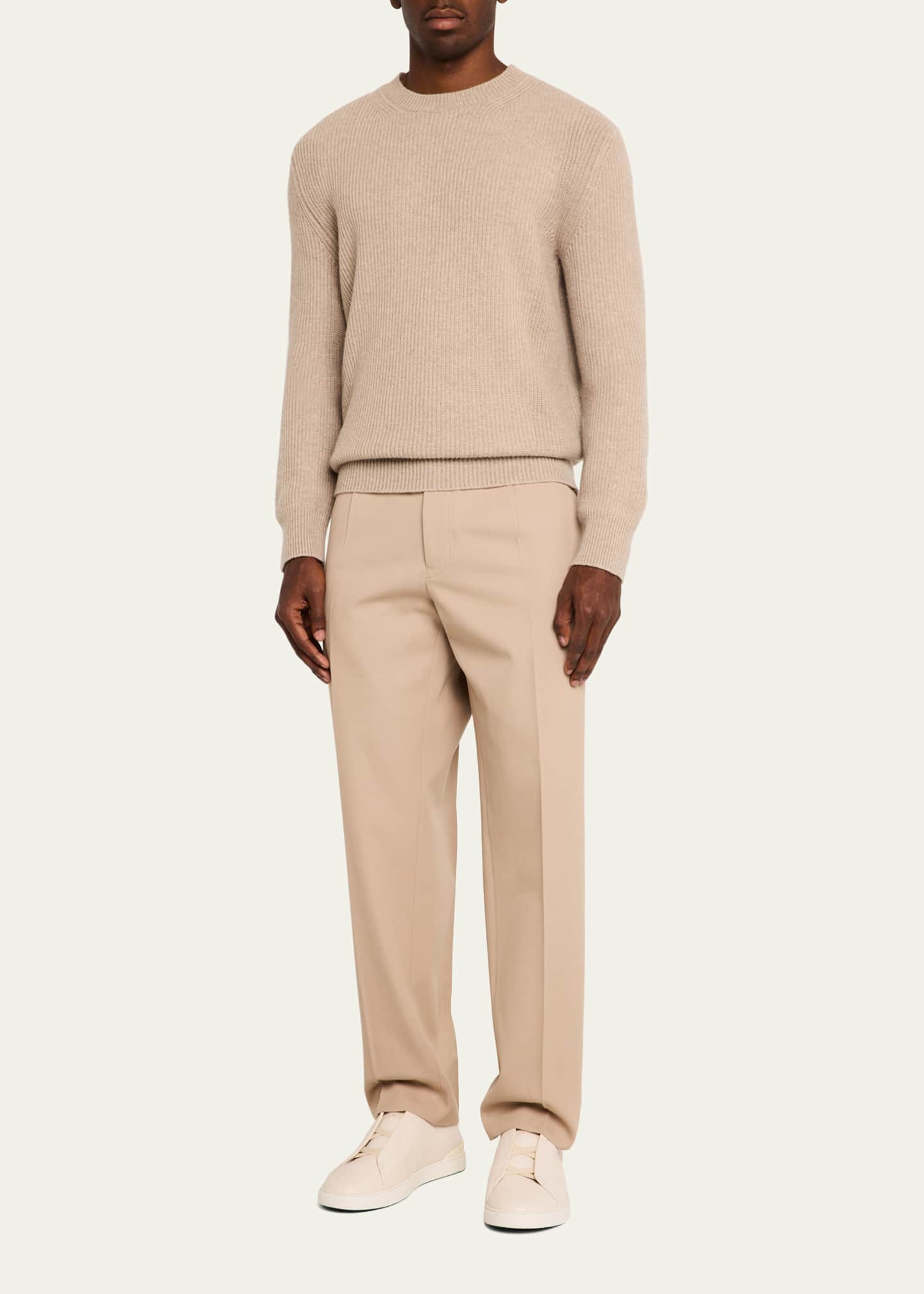 ZEGNA Men's Oasi Cashmere Ribbed Crewneck Sweater - Bergdorf Goodman