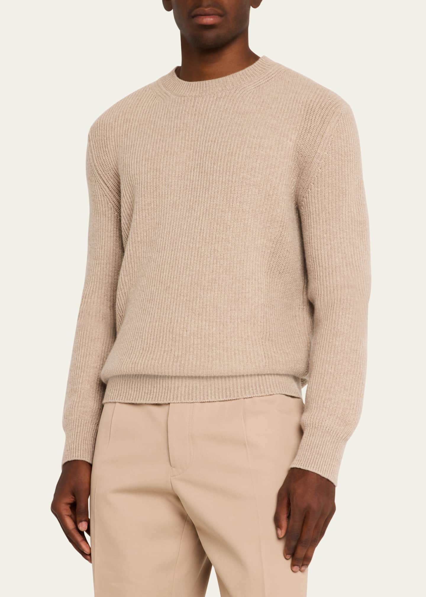 Steak Ermenegildo Zegna 上品カシミアセーター ZEGNA Men's Oasi Cashmere Ribbed Crewneck Sweater - Bergdorf Goodman