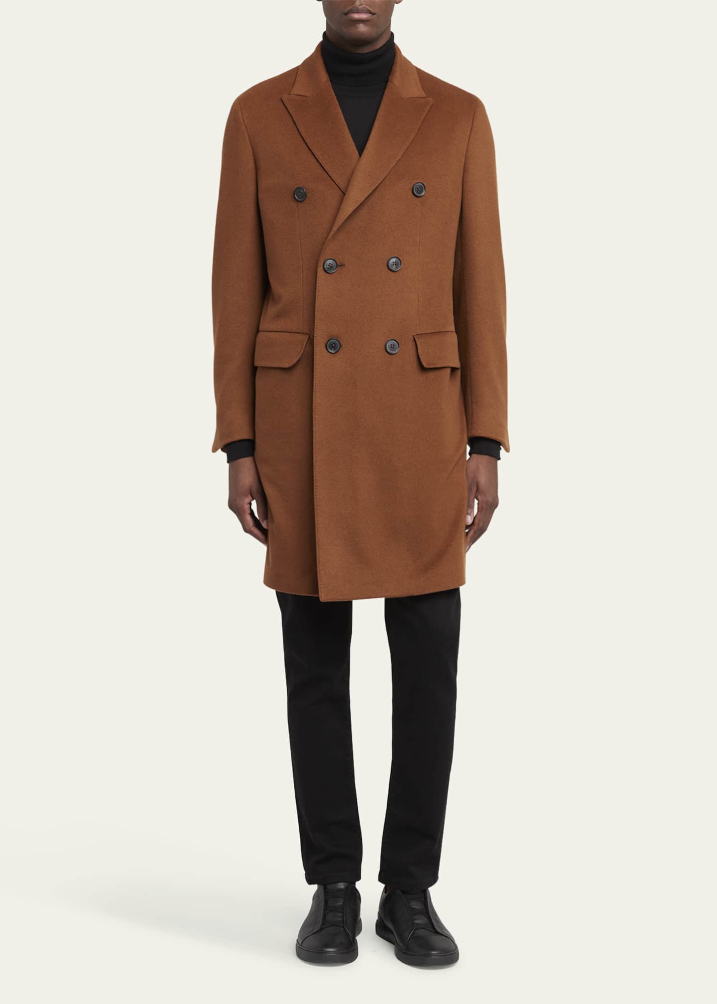ZEGNA Men's Oasi Cashmere Double-Breasted Overcoat Image 2 of 5