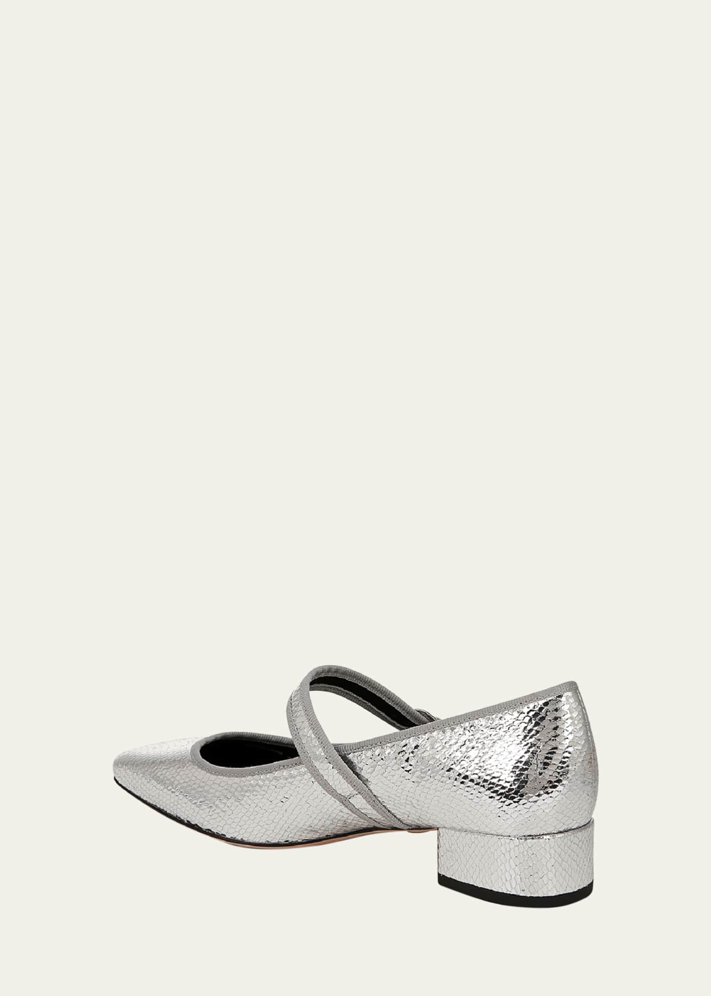 Veronica Beard Cade Metallic Mary Jane Ballerina Pumps Image 3 of 5