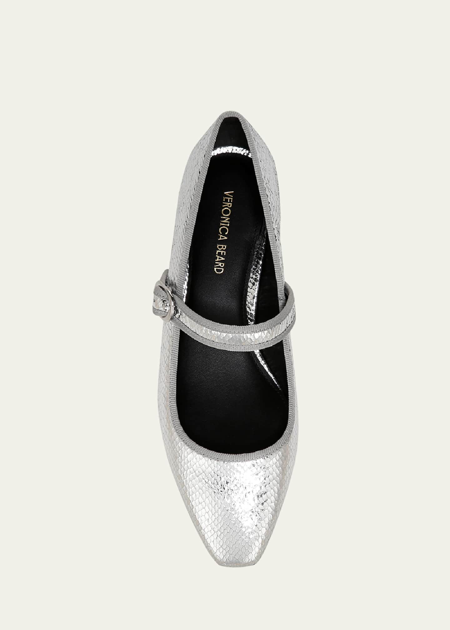 Veronica Beard Cade Metallic Mary Jane Ballerina Pumps Image 5 of 5